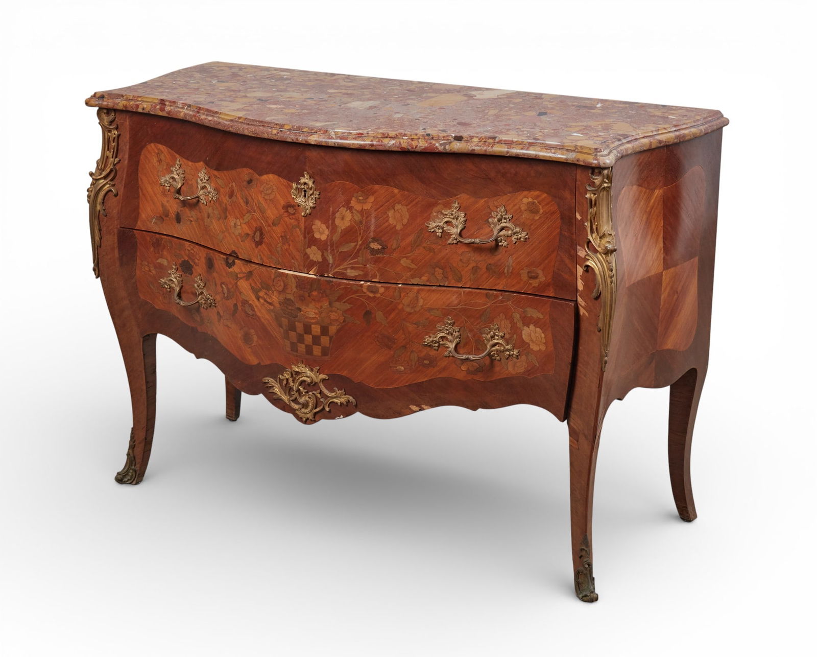 A Louis XV style kingwood, tulipwood and marquetry commode, early 20th century (1 of 10)