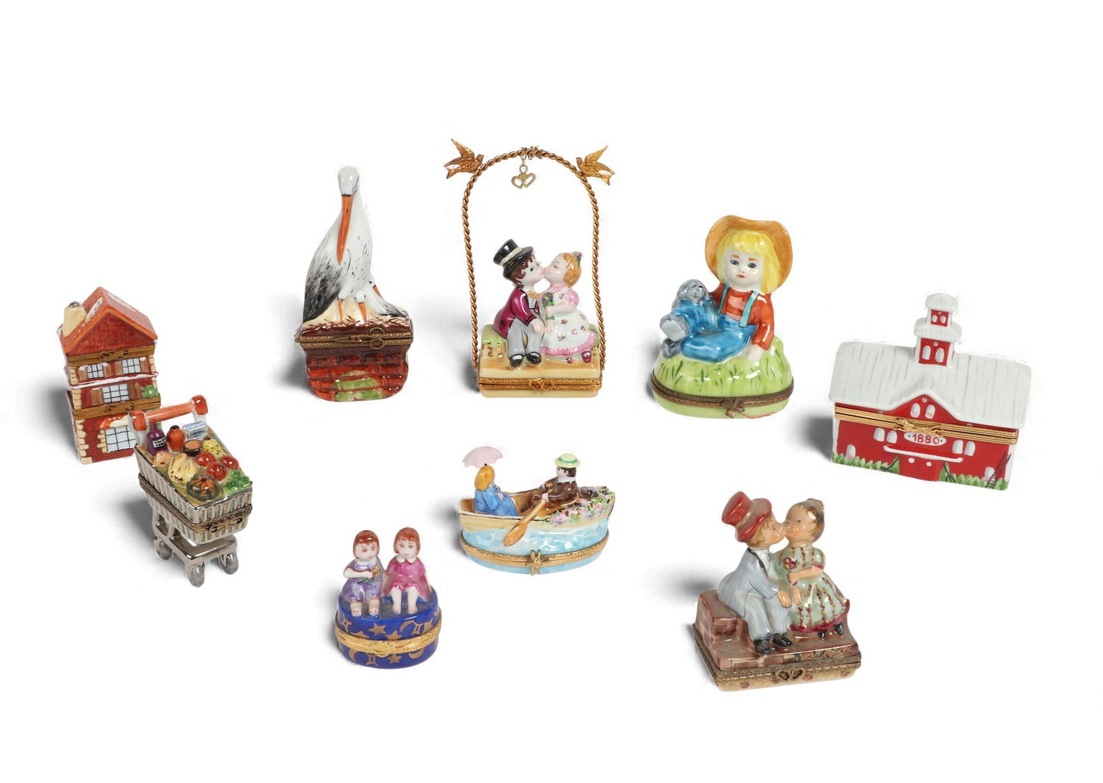 A collection of nine Limoges porcelain trinket boxes, 20th century (1 of 7)