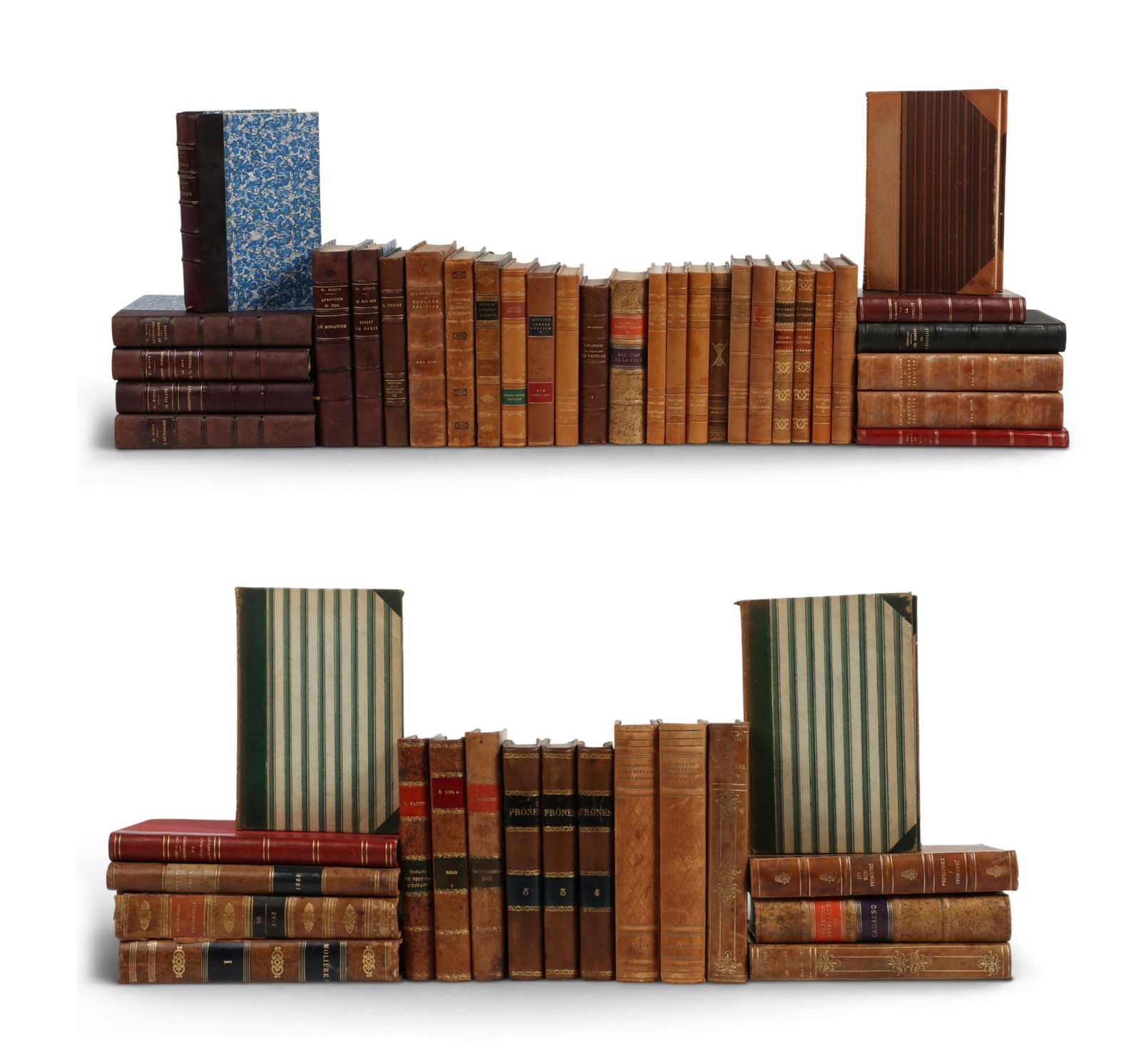 A group of fifty mixed leather-bound books as bindings (1 of 5)