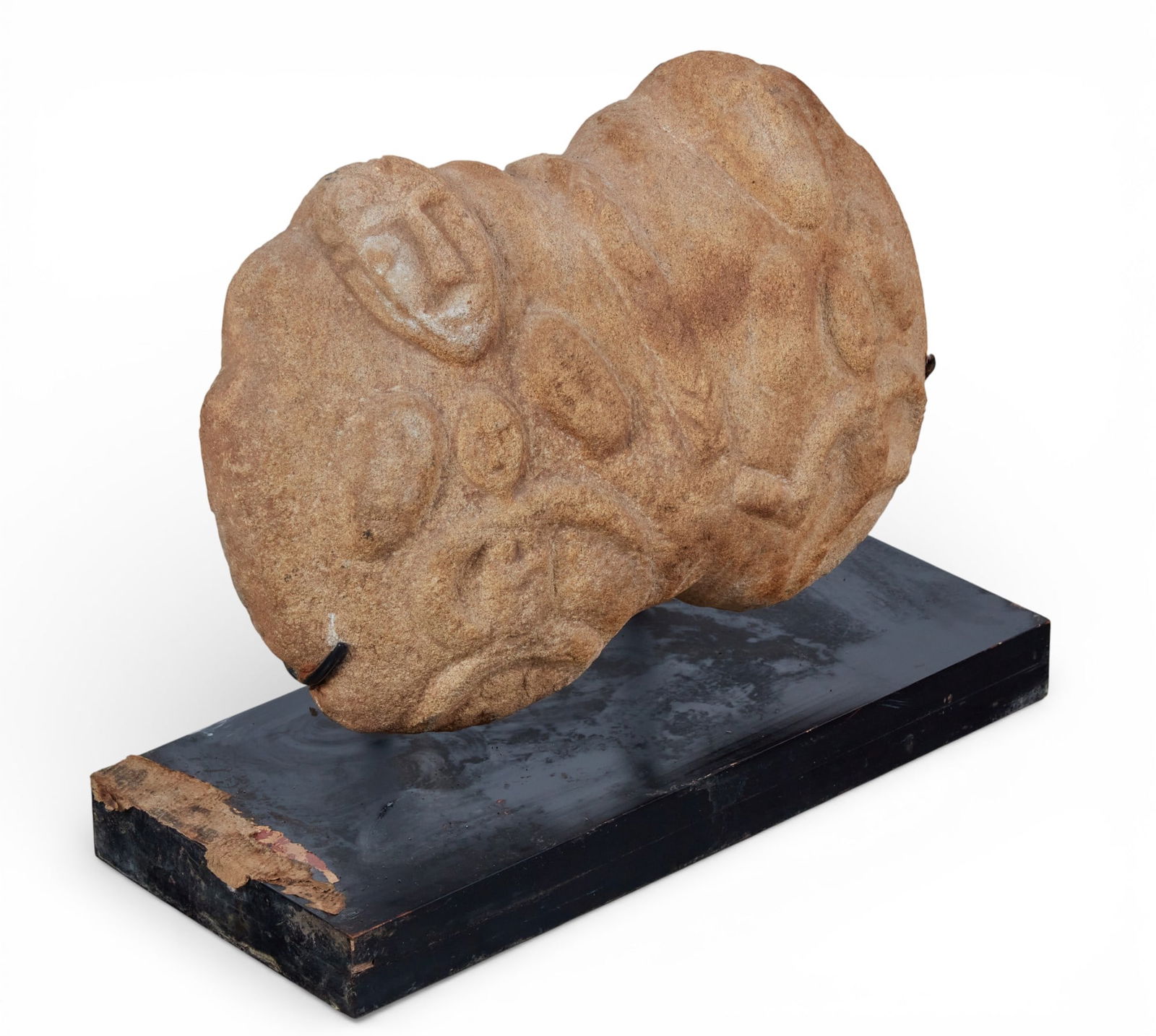 A Bura multi figural stone sculpture on stand: A Bura multi figural stone sculpture on standw/stand: height 16 x width 19 x depth 9 in. (40.6 x 48.3 x 22.9 cm.)