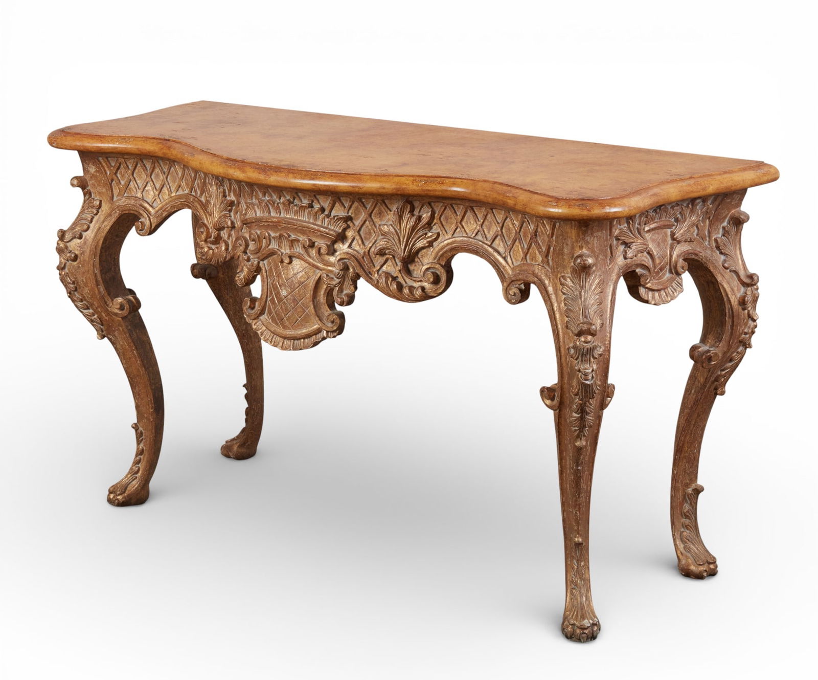 An Italian rococo style carved wood console table (1 of 6)
