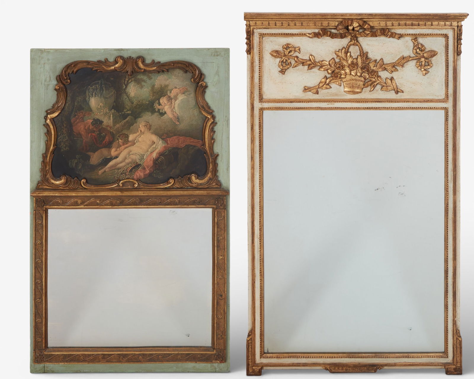 A group of two trumeau mirrors: A group of two trumeau mirrorsTallest: 50 x 31 in. (127 x 78.7 cm.)