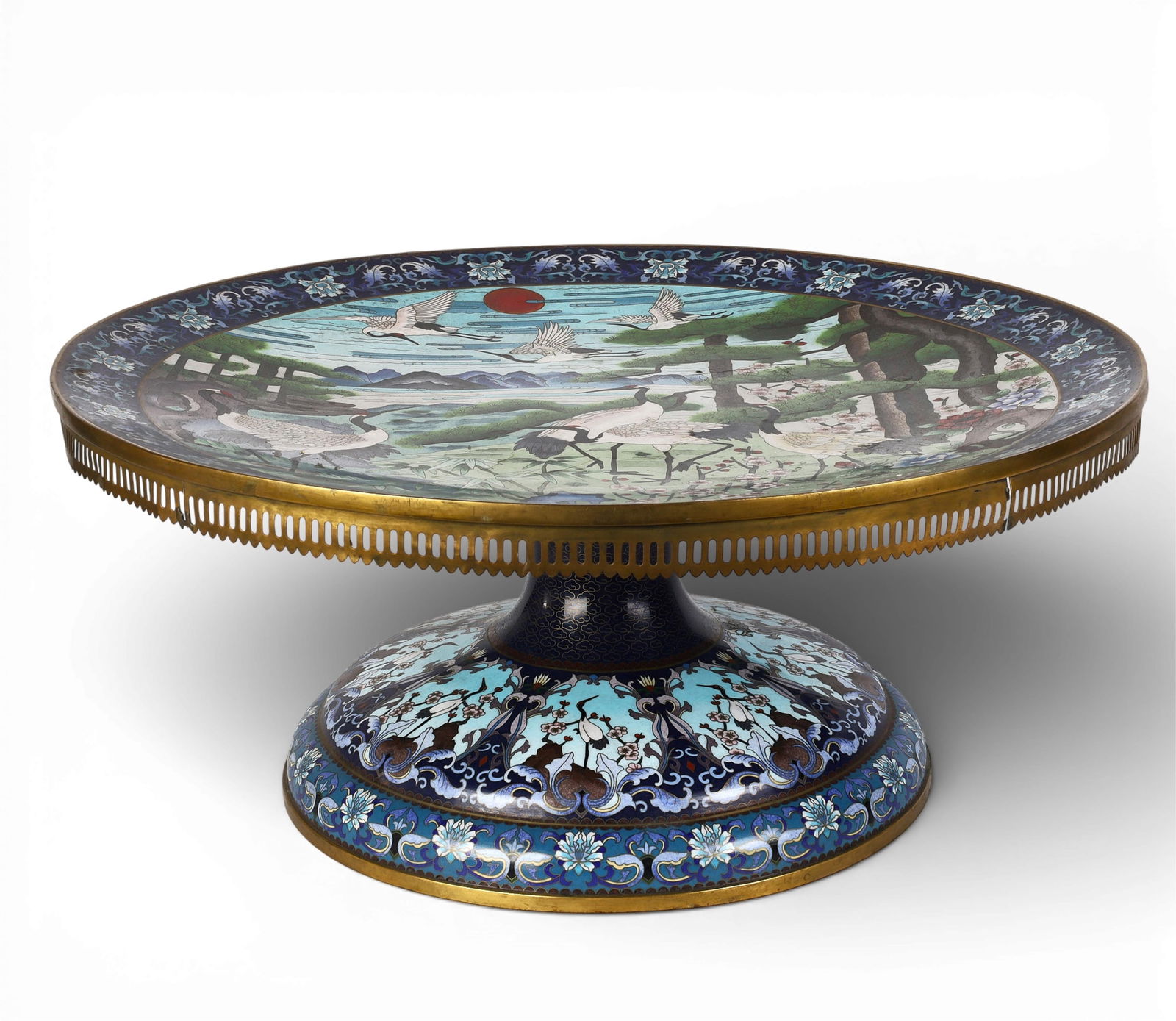 A large Chinese cloisonne pedestal bowl (1 of 4)