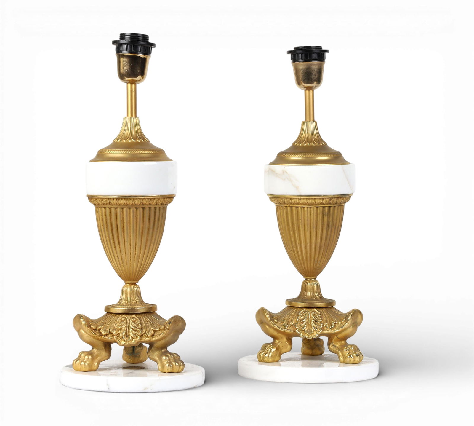 A pair of Italian gilt bronze and marble table lamps (1 of 4)