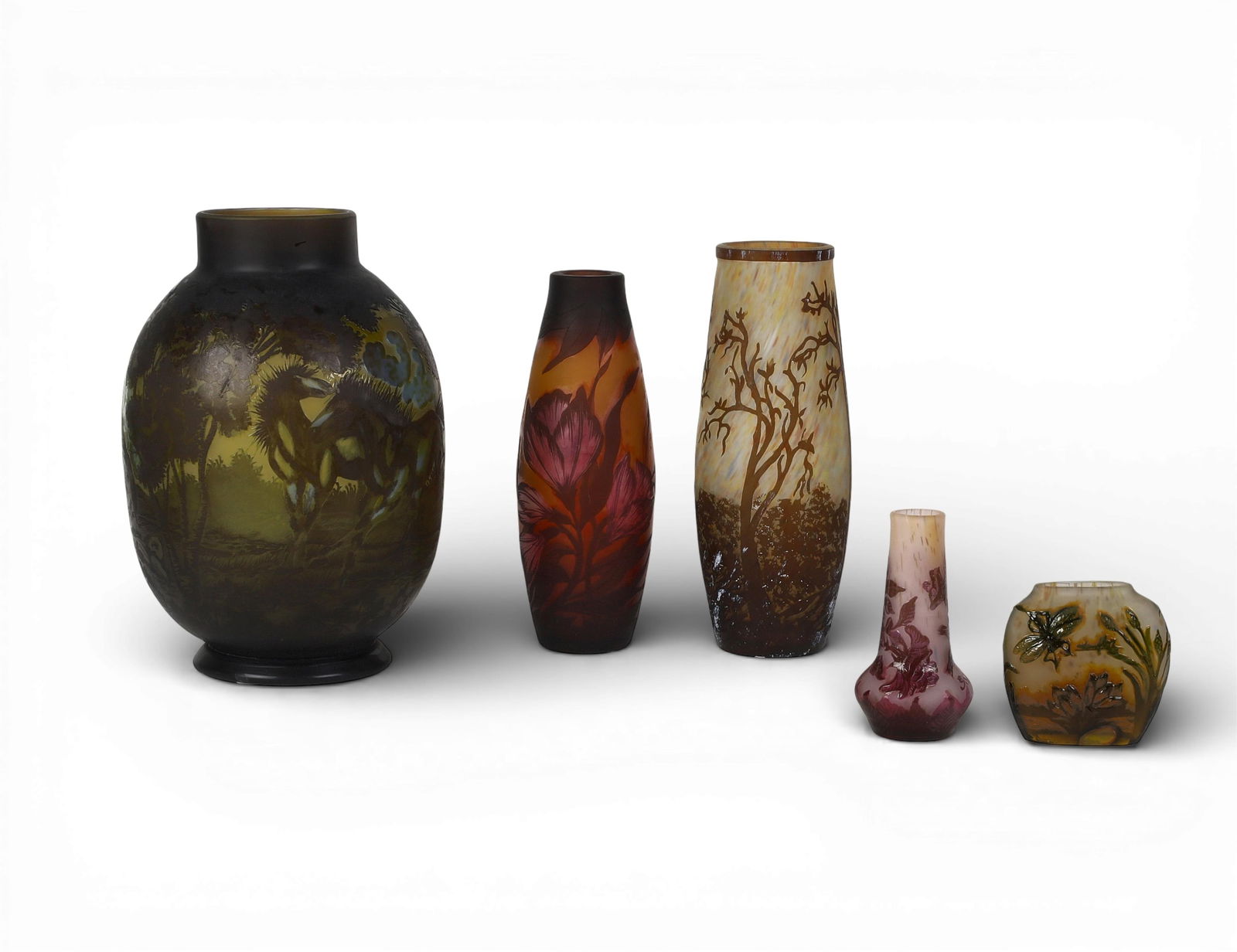 A group of five modern art glass vases (1 of 5)