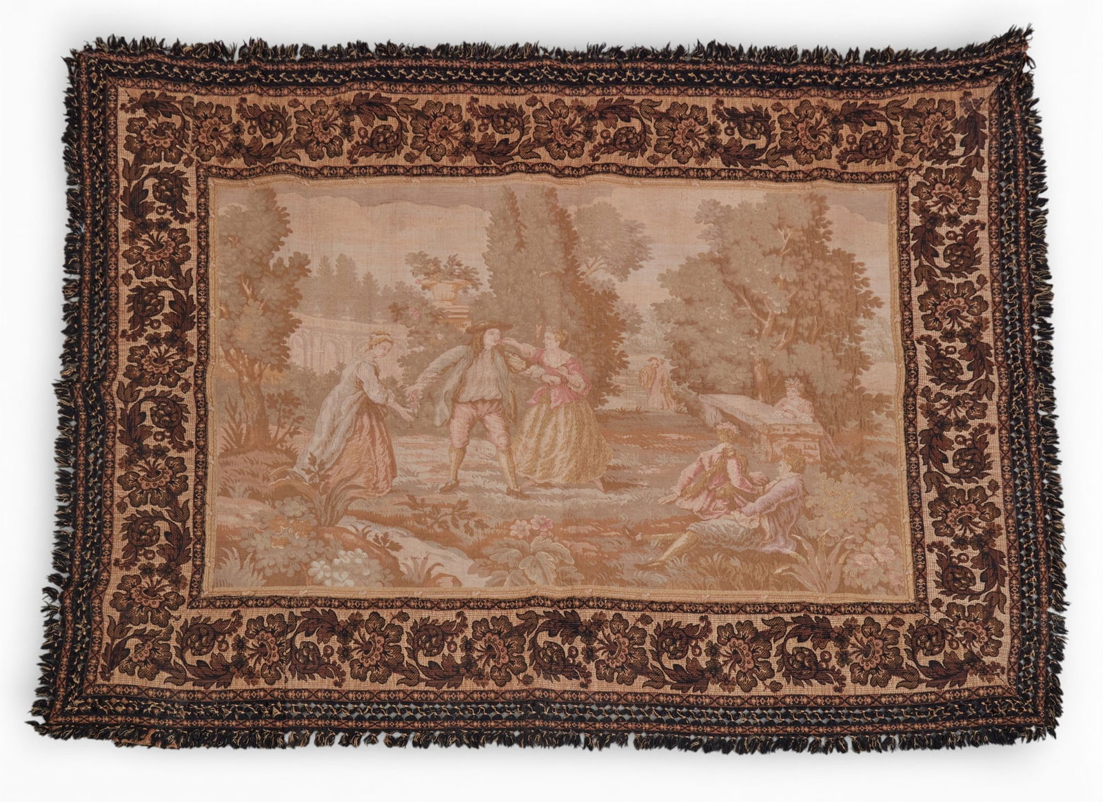A tapestry depicting a garden scene (1 of 3)