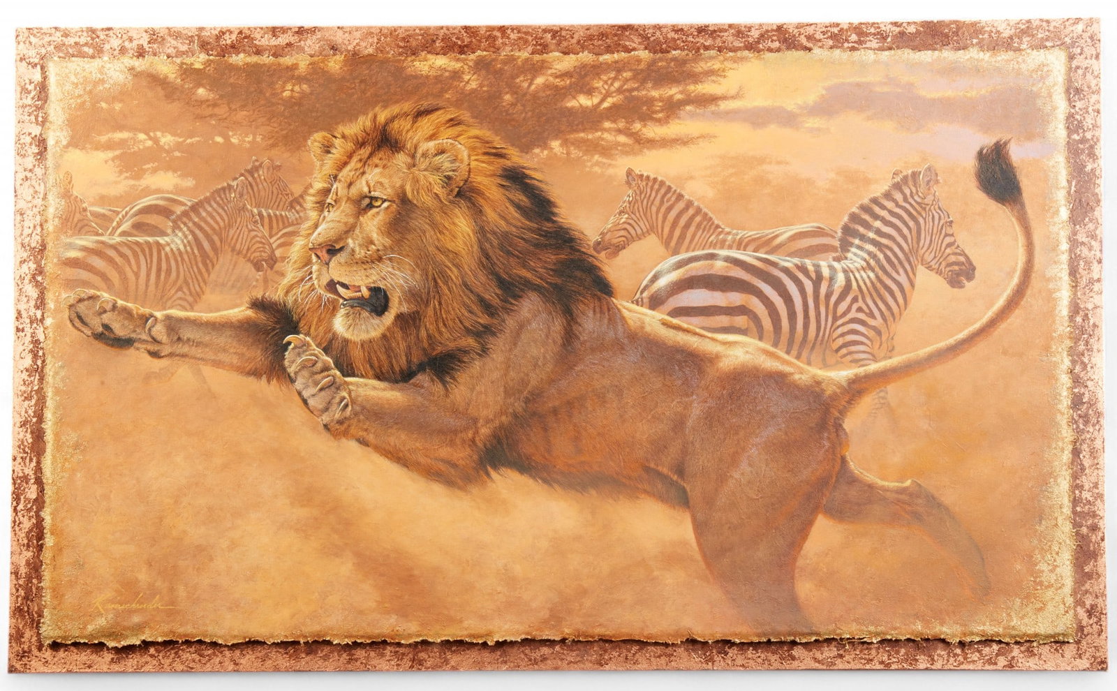 Lee Kromschroeder (American, b. 1951), The Rush, acrylic, 33 x 57in (84 x 145cm) (1 of 7)