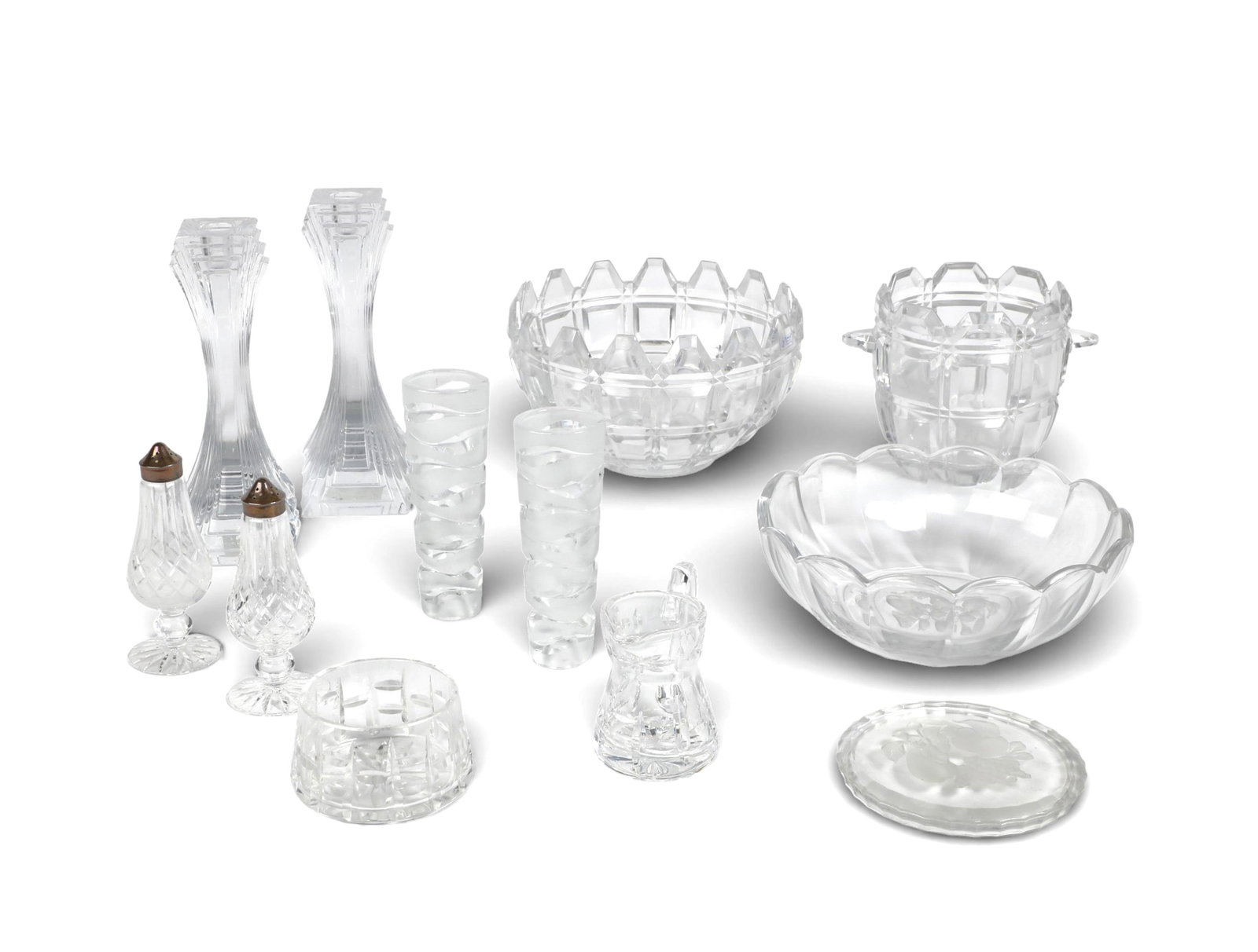 A group of twelve crystal table articles including Waterford and Val St Lambert (1 of 4)