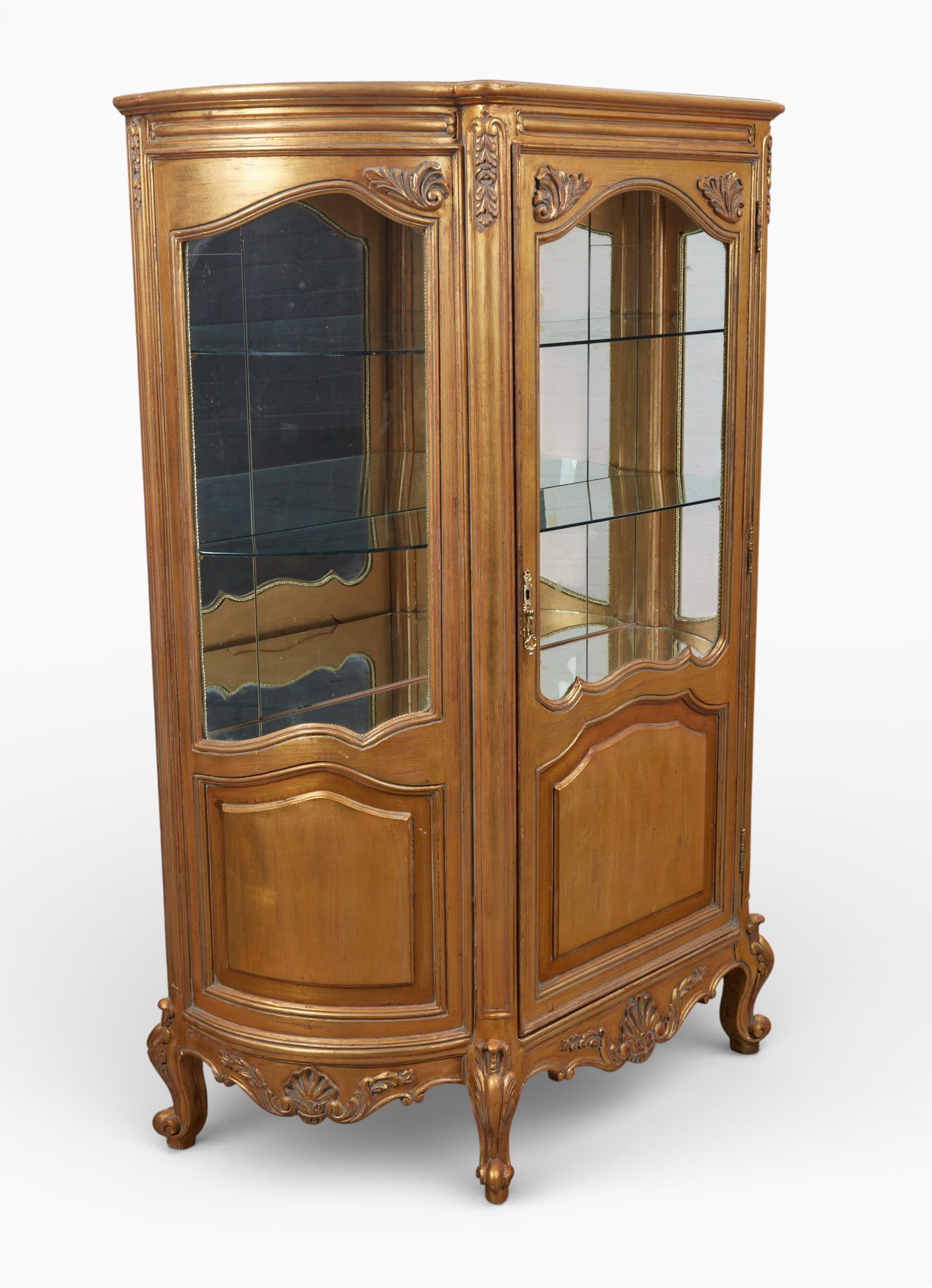 A Louis XV style giltwood vitrine cabinet (1 of 9)