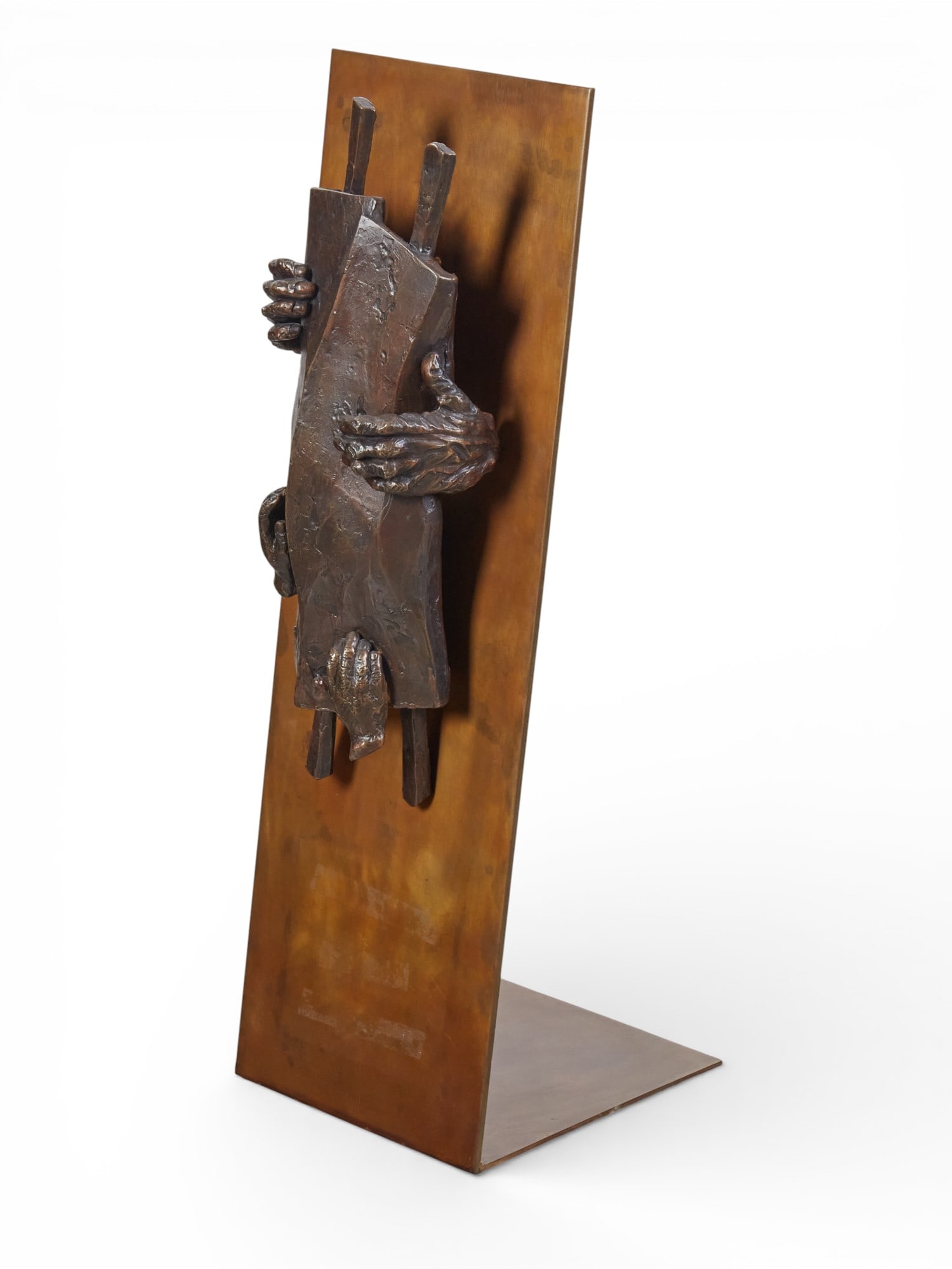 A patinated bronze plaque on stand Generation to Generation, by Georgina?s Rothenburg (1 of 8)