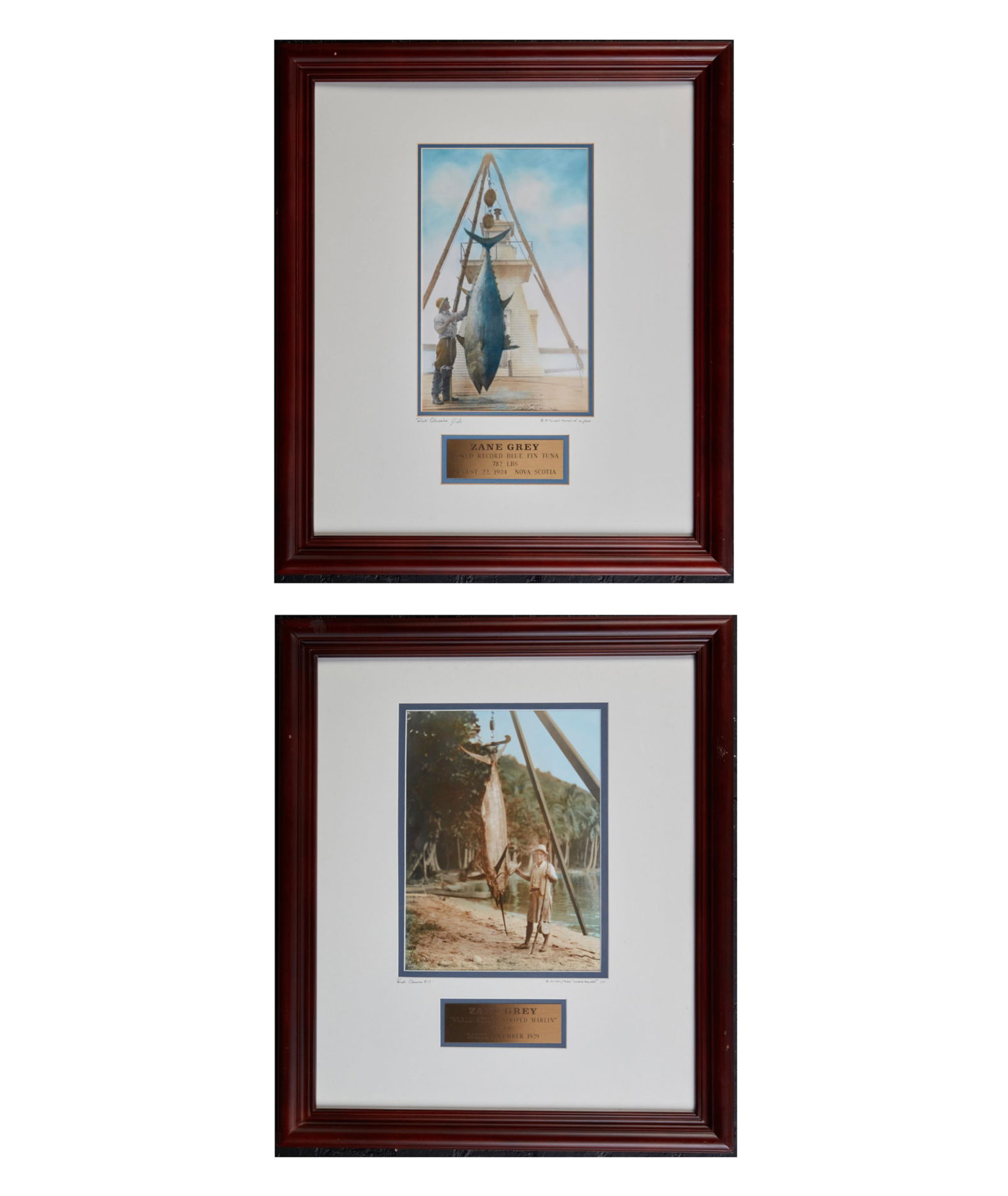 Two photographs from the 1920's of Zane Grey and his World Record Marlin and World Record Tuna (1 of 13)