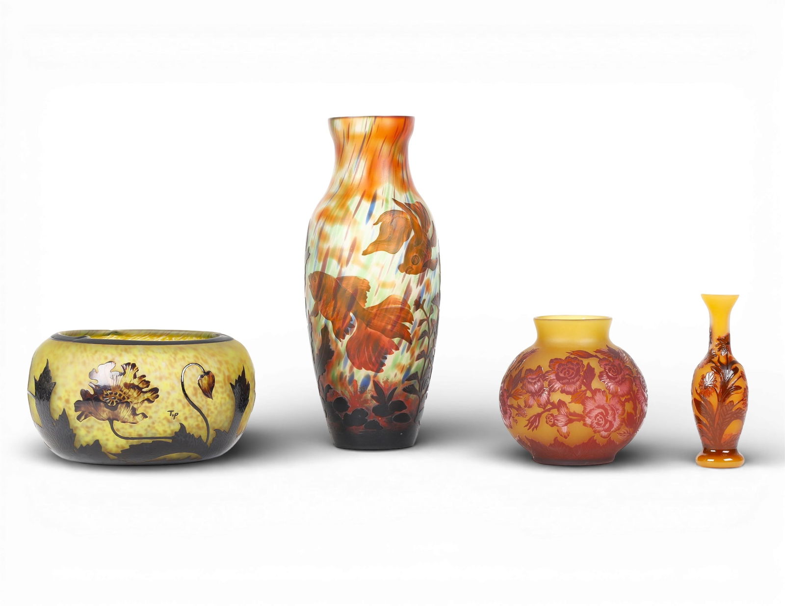 Four art glass table articles, modern (1 of 7)