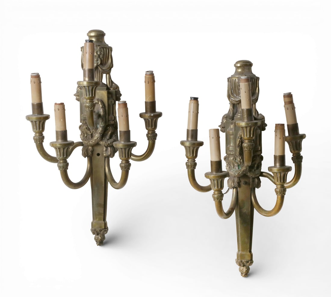 A pair of five light large bronze wall sconces (1 of 4)