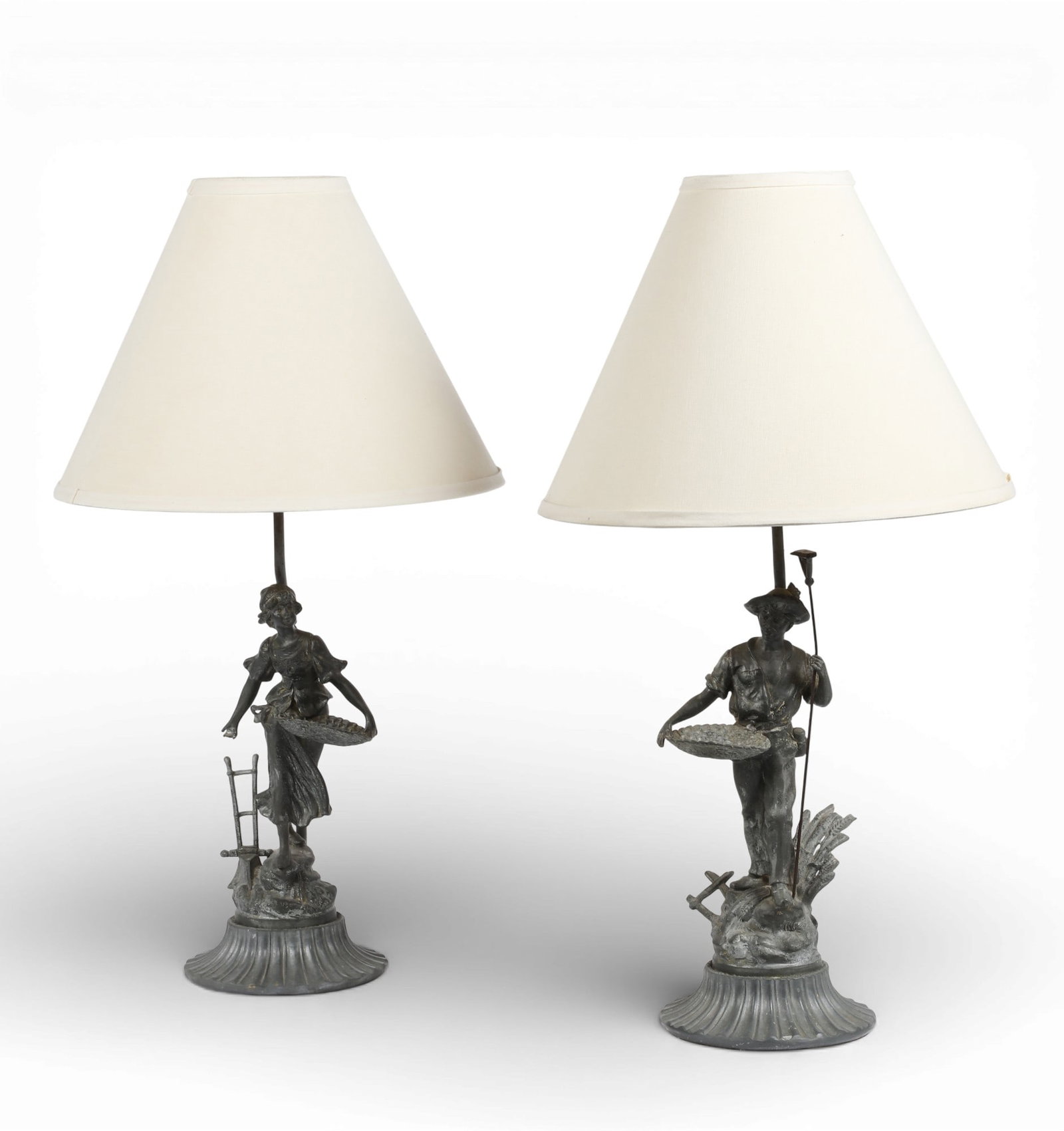 A pair of spelter figural table lamps (1 of 5)