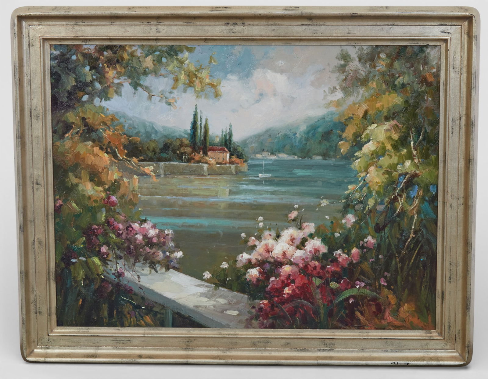 A still life painting of a lake: A still life painting of a lake 37 x 47 in. (94 x 119.4 cm.)