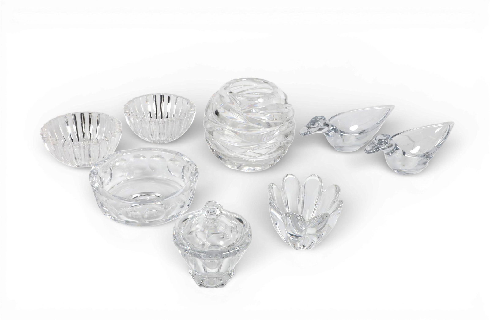 A group of eight crystal table articles including Tiffany, Baccarat, Orrefors and Verlys (1 of 4)
