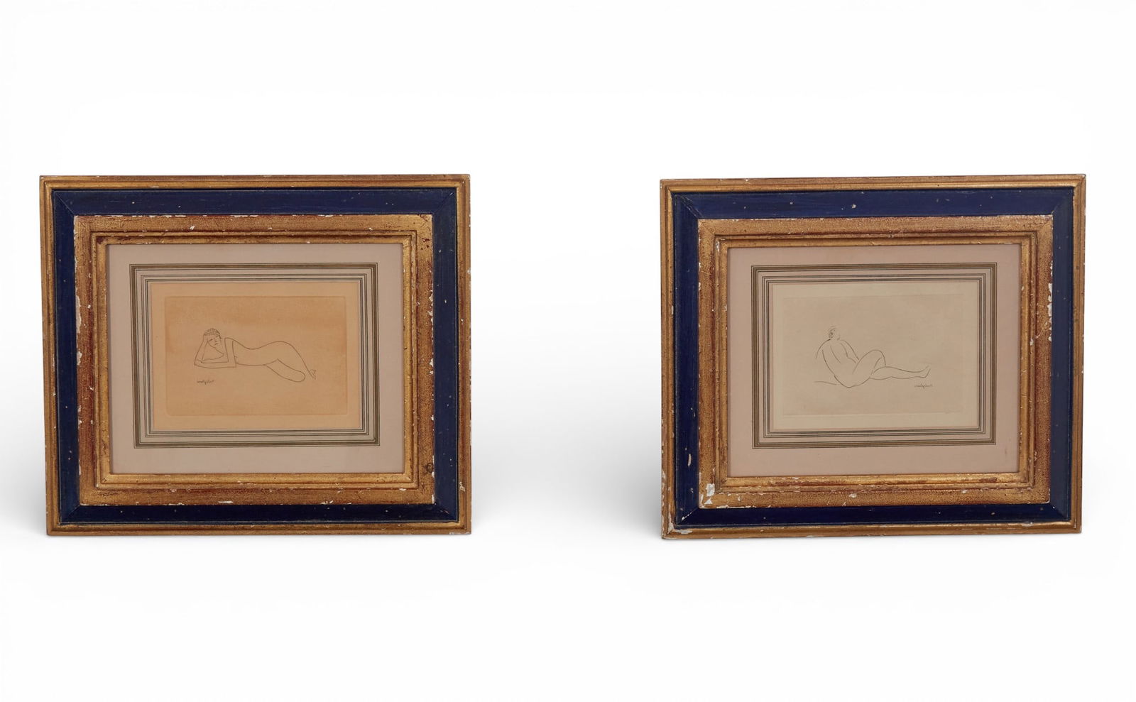After Amedeo Modigliani (Italian, 1884-1920), Reclining Nude & Nue de Dos, A pair of etchings in: After Amedeo Modigliani Italian 1884-1920 Reclining Nude & Nue de Dos A pair of etchings in black ink on cream paper signed in plate 5 x 7 in. (12.7 x 17.8 cm.)