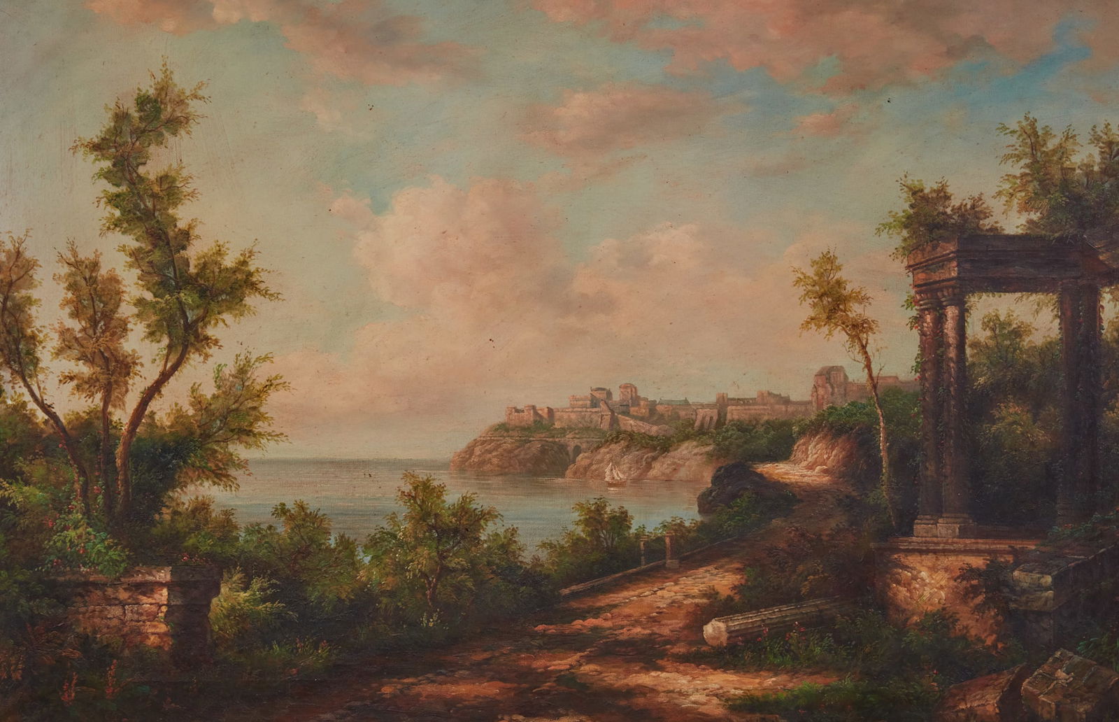 A framed landscape painting (1 of 5)