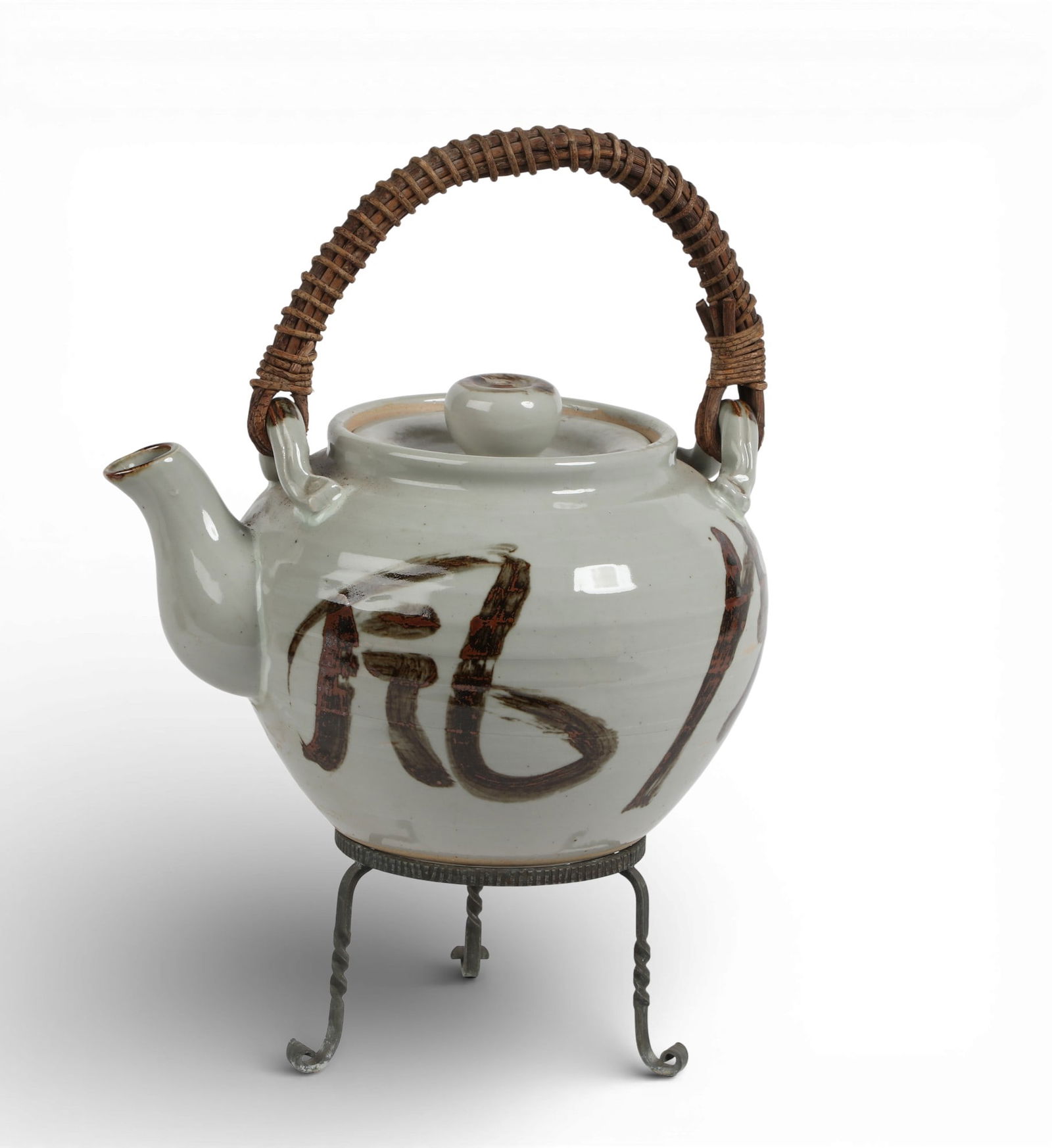 A large Japanese teapot on metal stand (1 of 5)