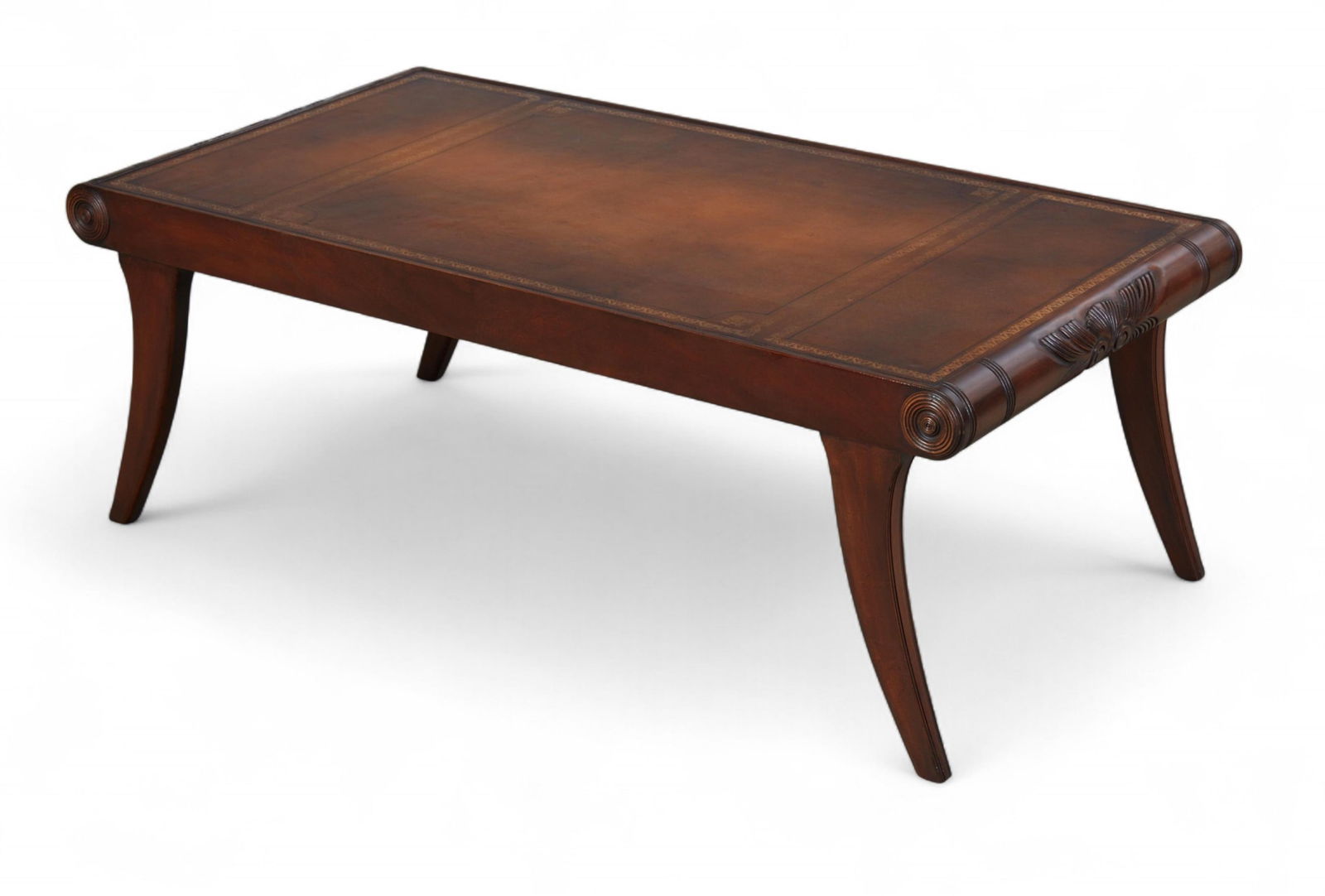 A Regency style leather inset mahogany coffee table, modern (1 of 12)
