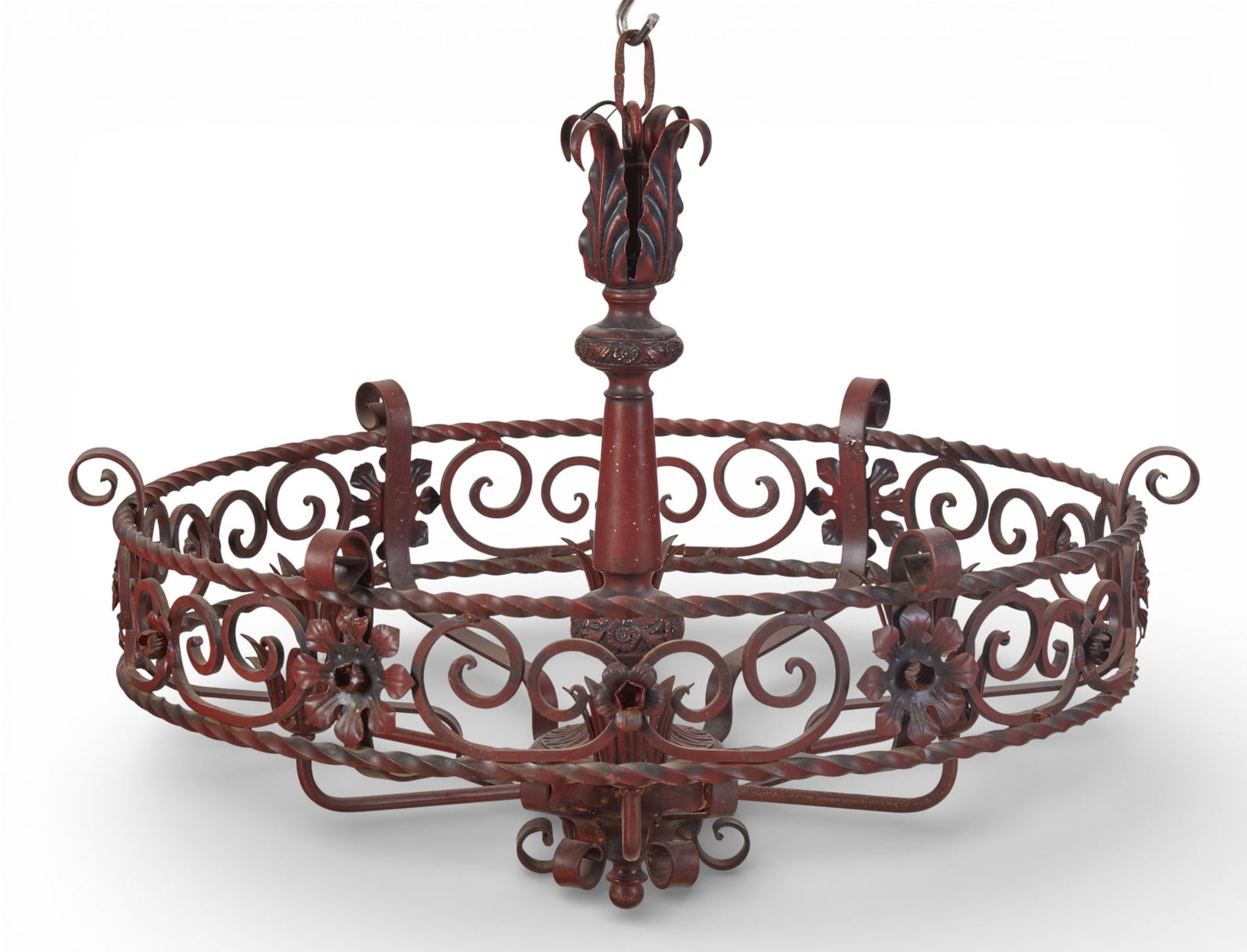A wrought iron six light chandelier (1 of 8)