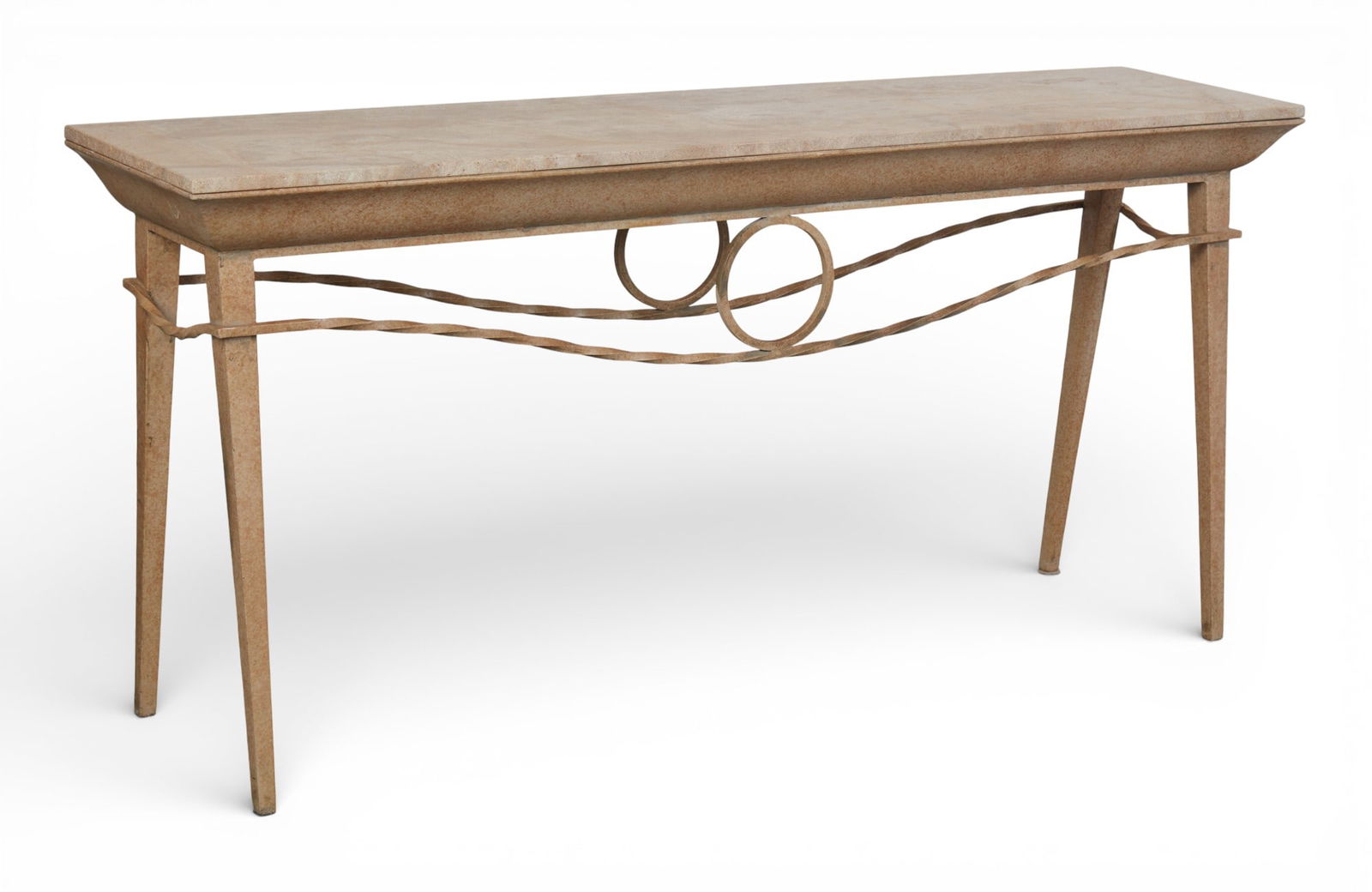 A painted wrought iron console with marble top (1 of 6)