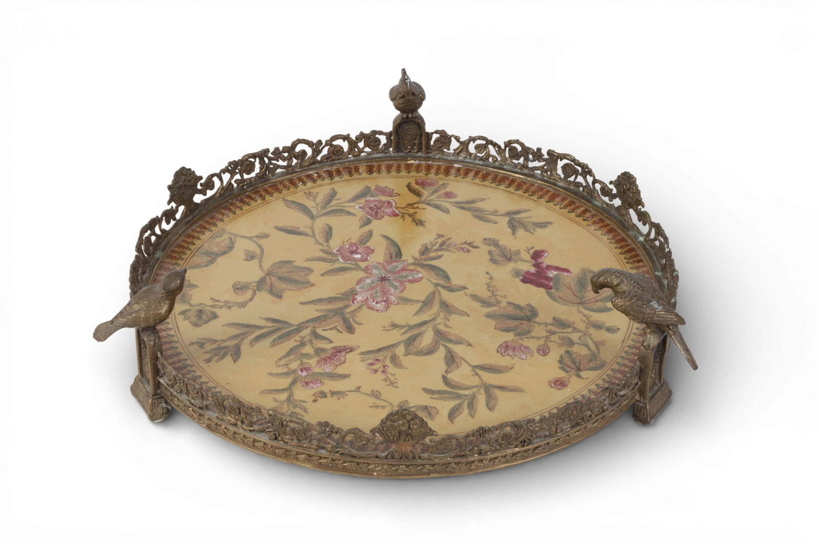 A gilt metal and earthenware vanity tray (1 of 4)