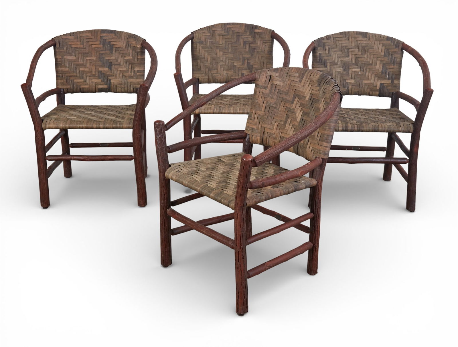 A set of four rustic armchairs (1 of 8)