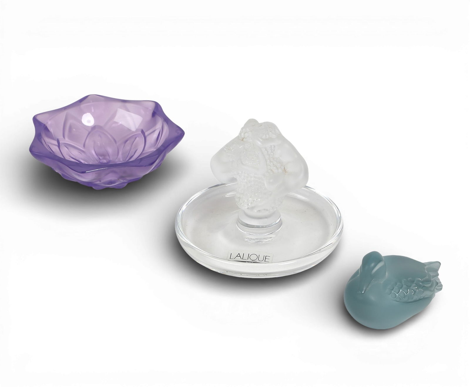 Three Lalique glass table decorations (1 of 6)