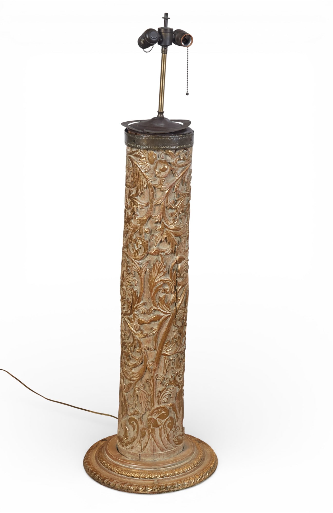 A carved wood floor lamp (1 of 6)