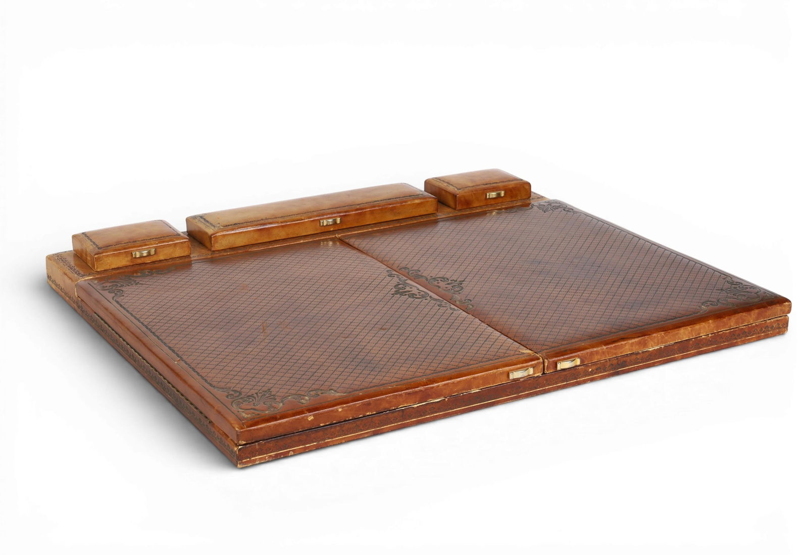 A tooled leather Italian desk set (1 of 7)