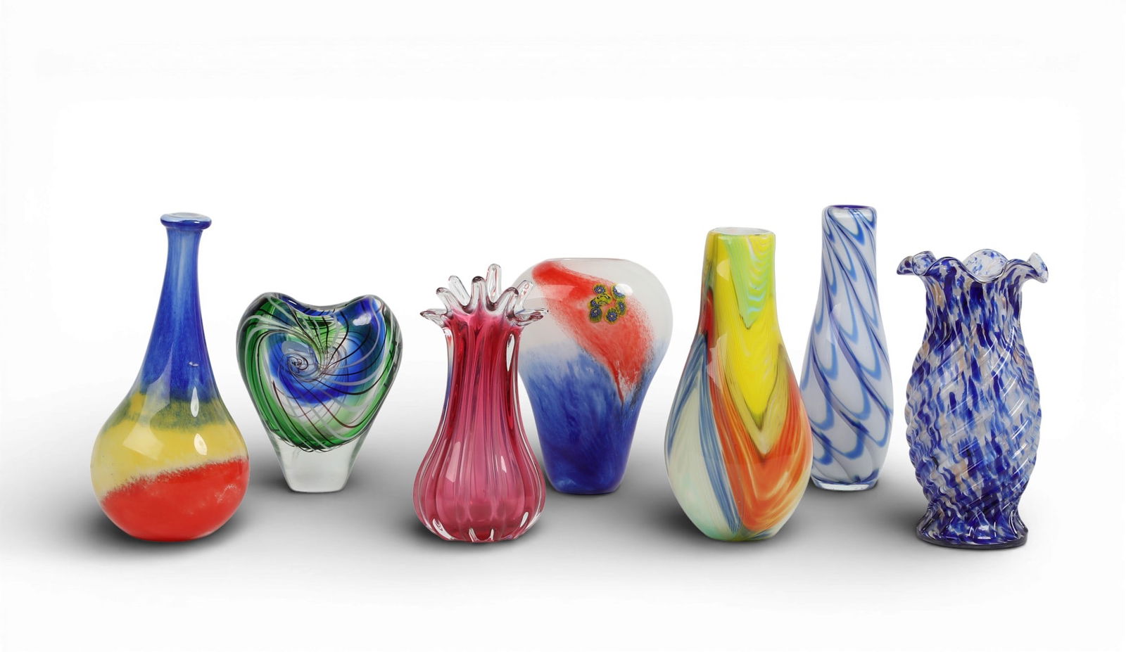 A group of seven art glass vases (1 of 6)