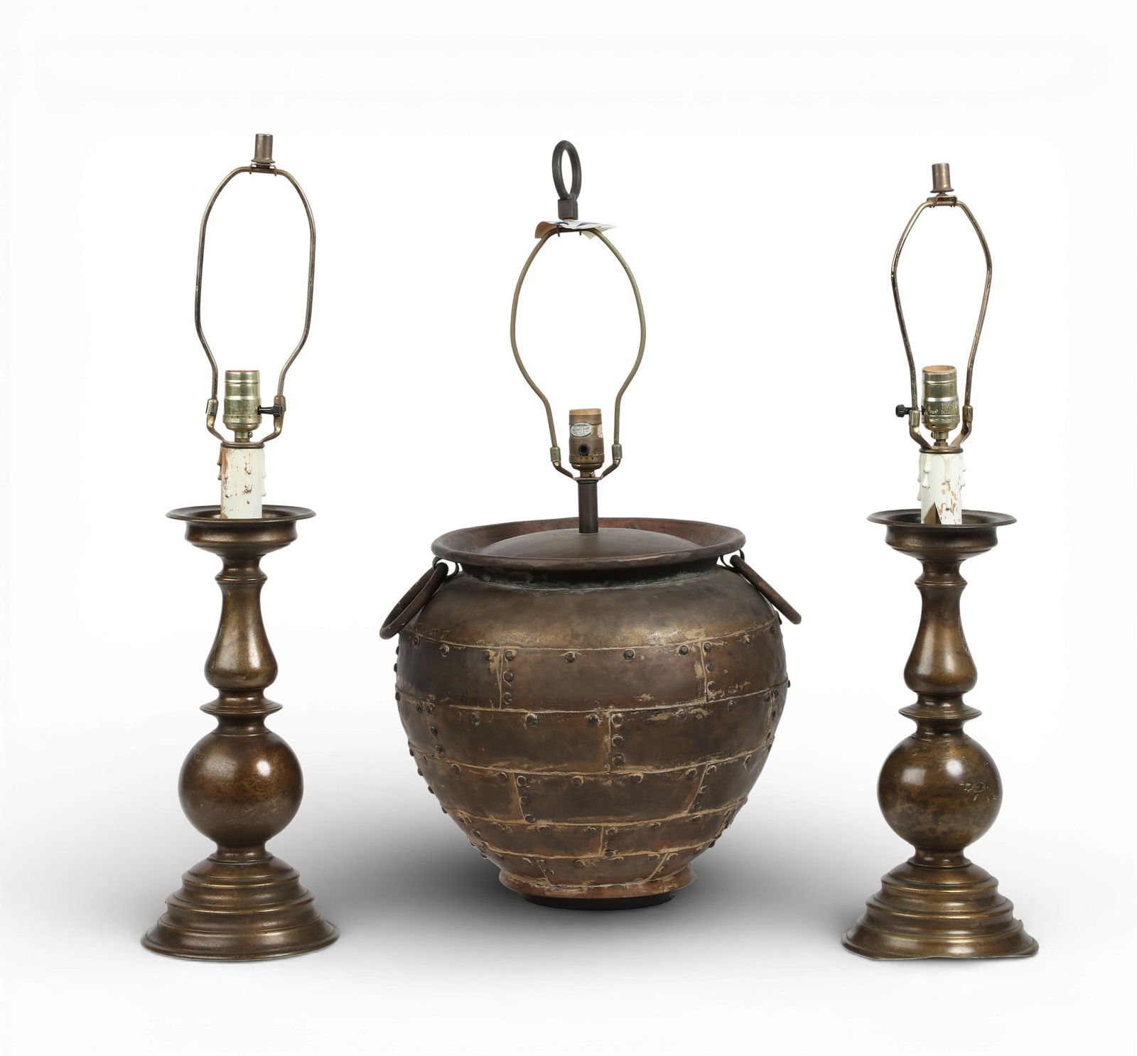 A group of three metal table lamps (1 of 5)