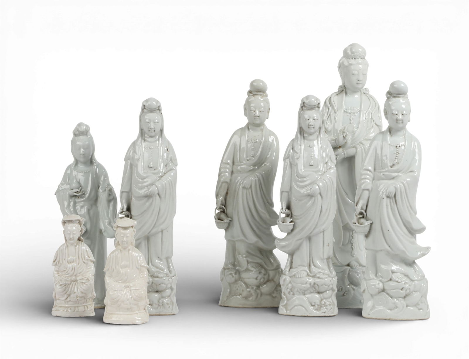 A group of eight Chinese blanc de chine figures (1 of 5)