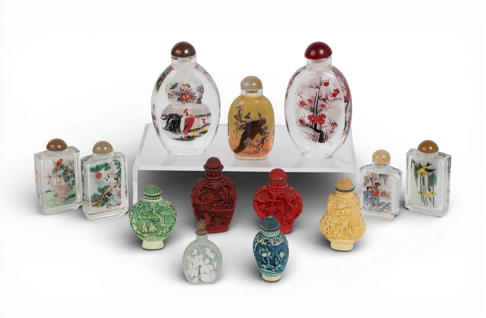 A group of thirteen Chinese mixed media snuff bottles (1 of 4)