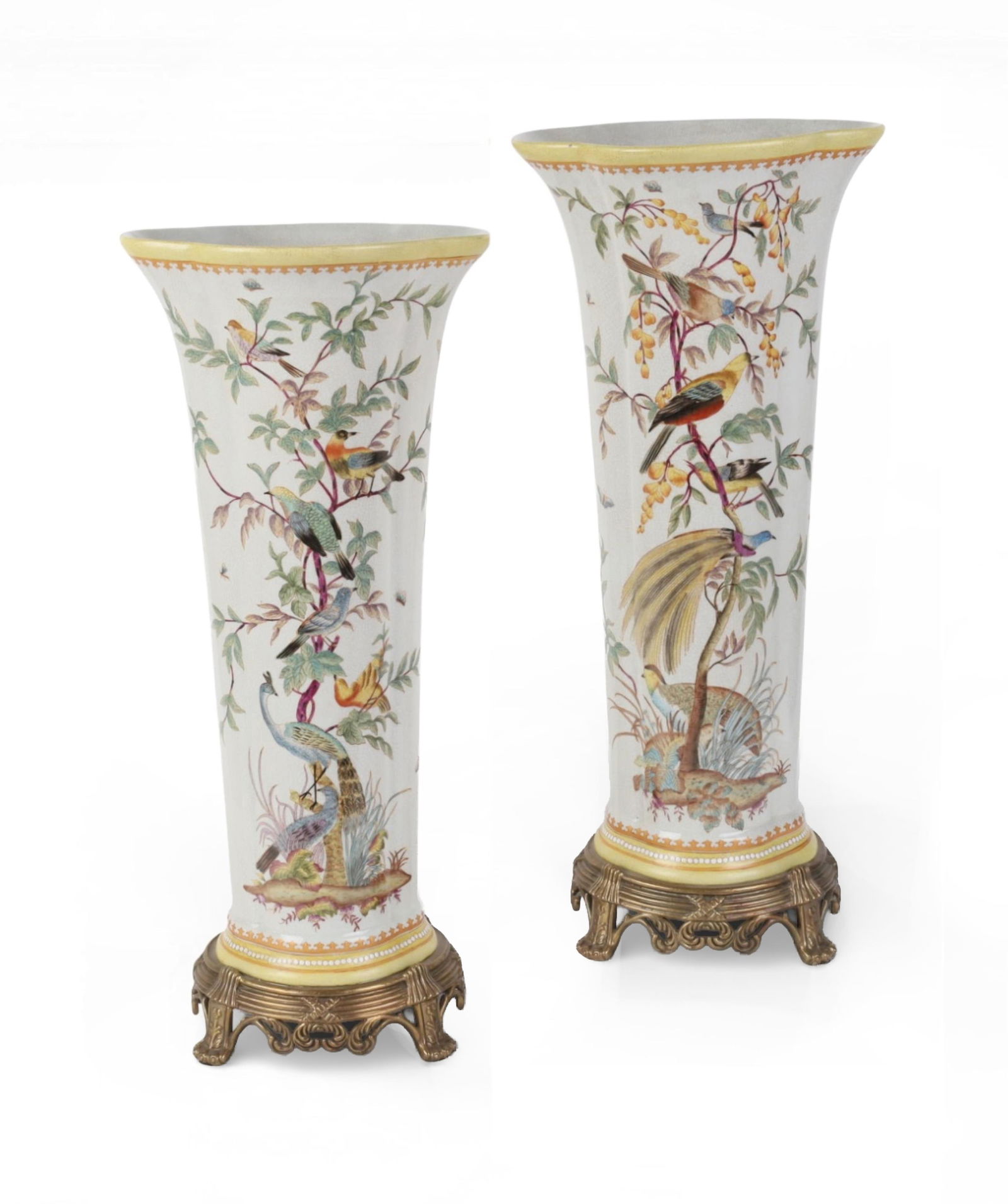 A pair of gilt metal mounted earthenware vases. (1 of 7)