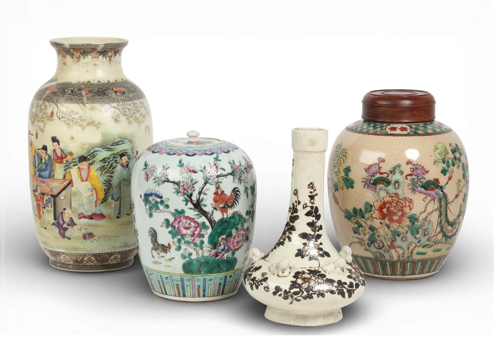 A group of four Chinese porcelain vases and covered jars (1 of 9)