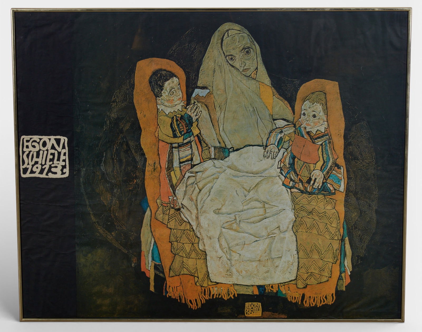 An Egon Schiele Exhibition Poster: An Egon Schiele Exhibition Poster Mother with two children 1913-17an offset reproduction in colors on poster stock 33 1/3 x 41in (84 x 104cm)