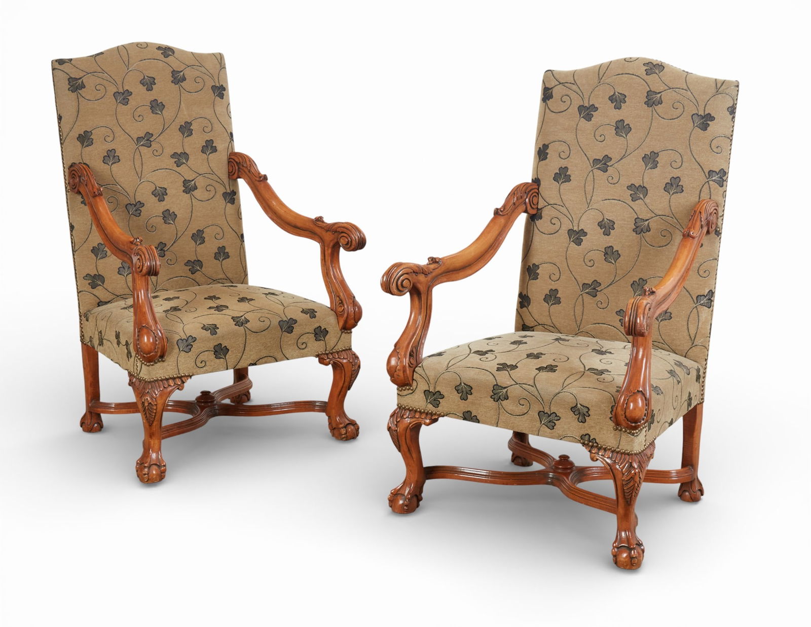 A pair of Louis XVI style upholstered armchairs (1 of 8)