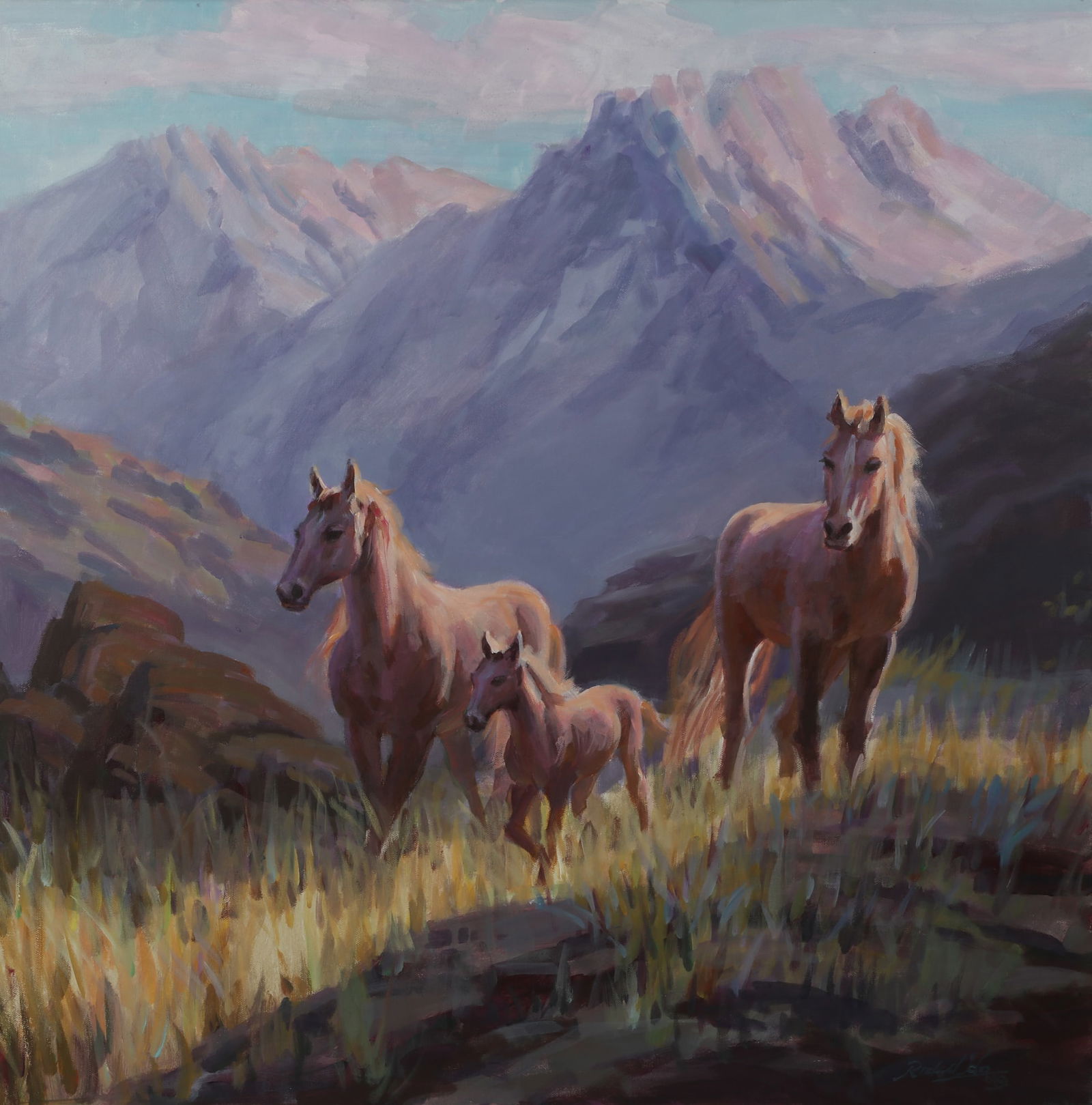 Richard Ho (American, 20th century), Rocky Mountain Pass, oil on canvas, 30 x 30 in. (76.2 x 76.2 (1 of 3)