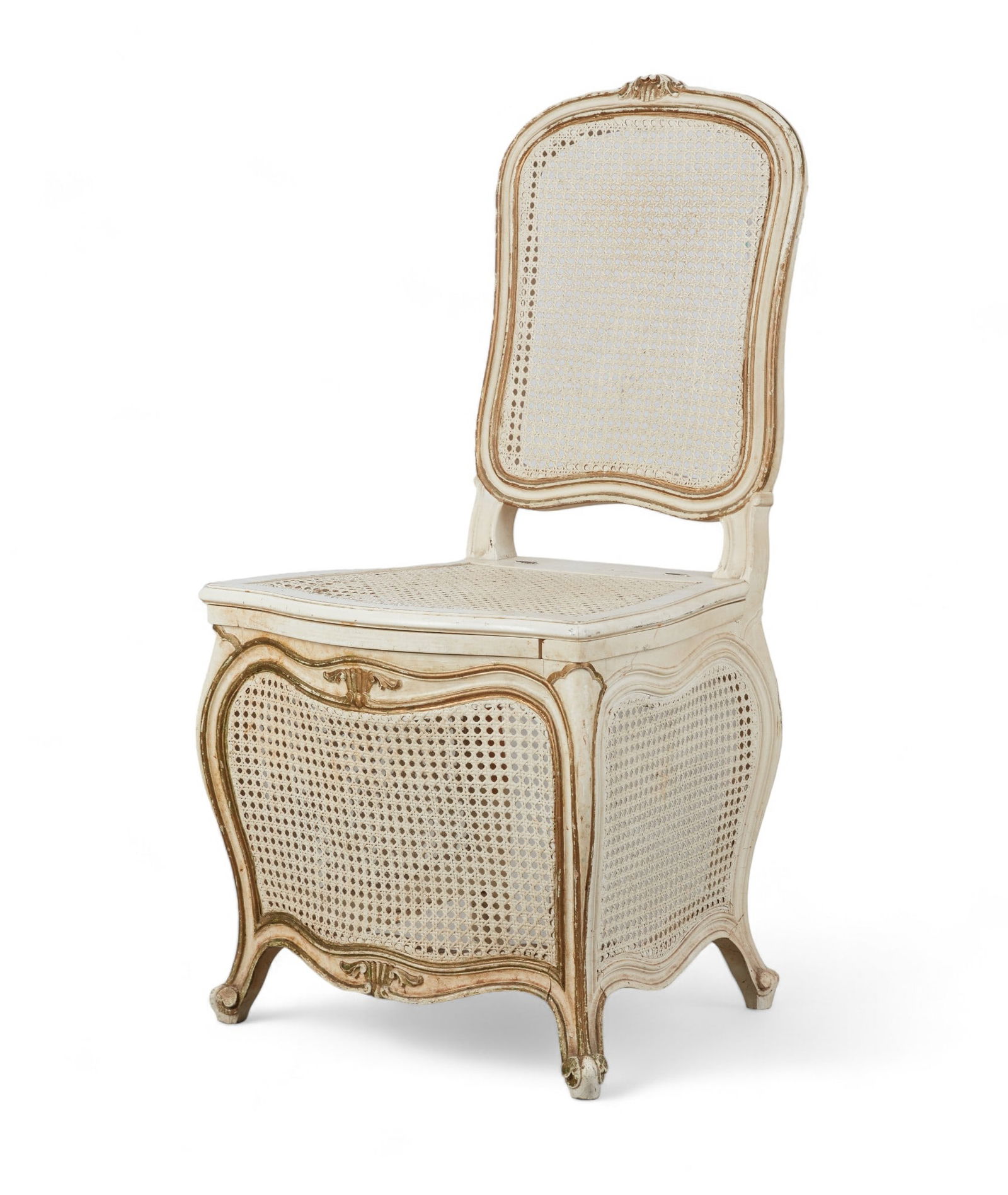 A Louis XV style white painted commode chair, late 19th century (1 of 4)