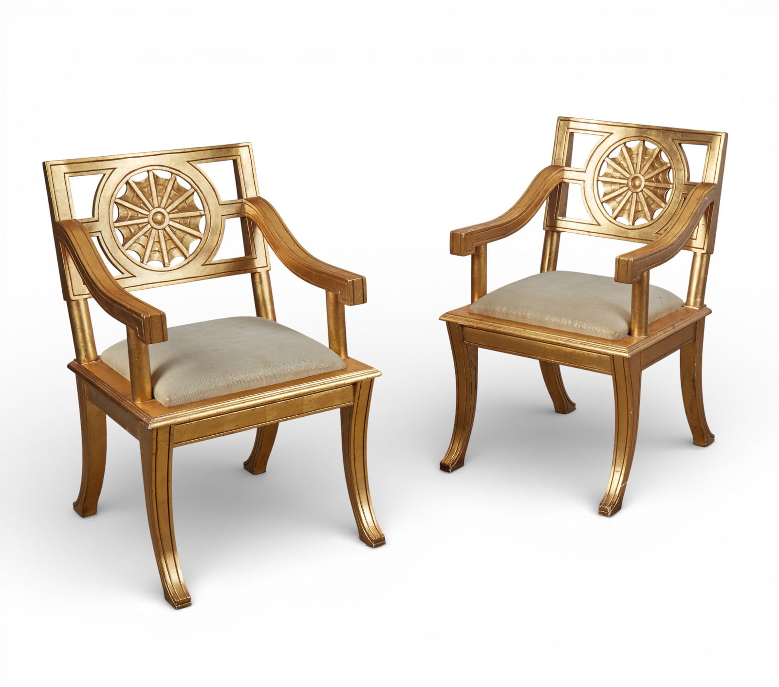 A pair of giltwood upholstered armchairs (1 of 6)