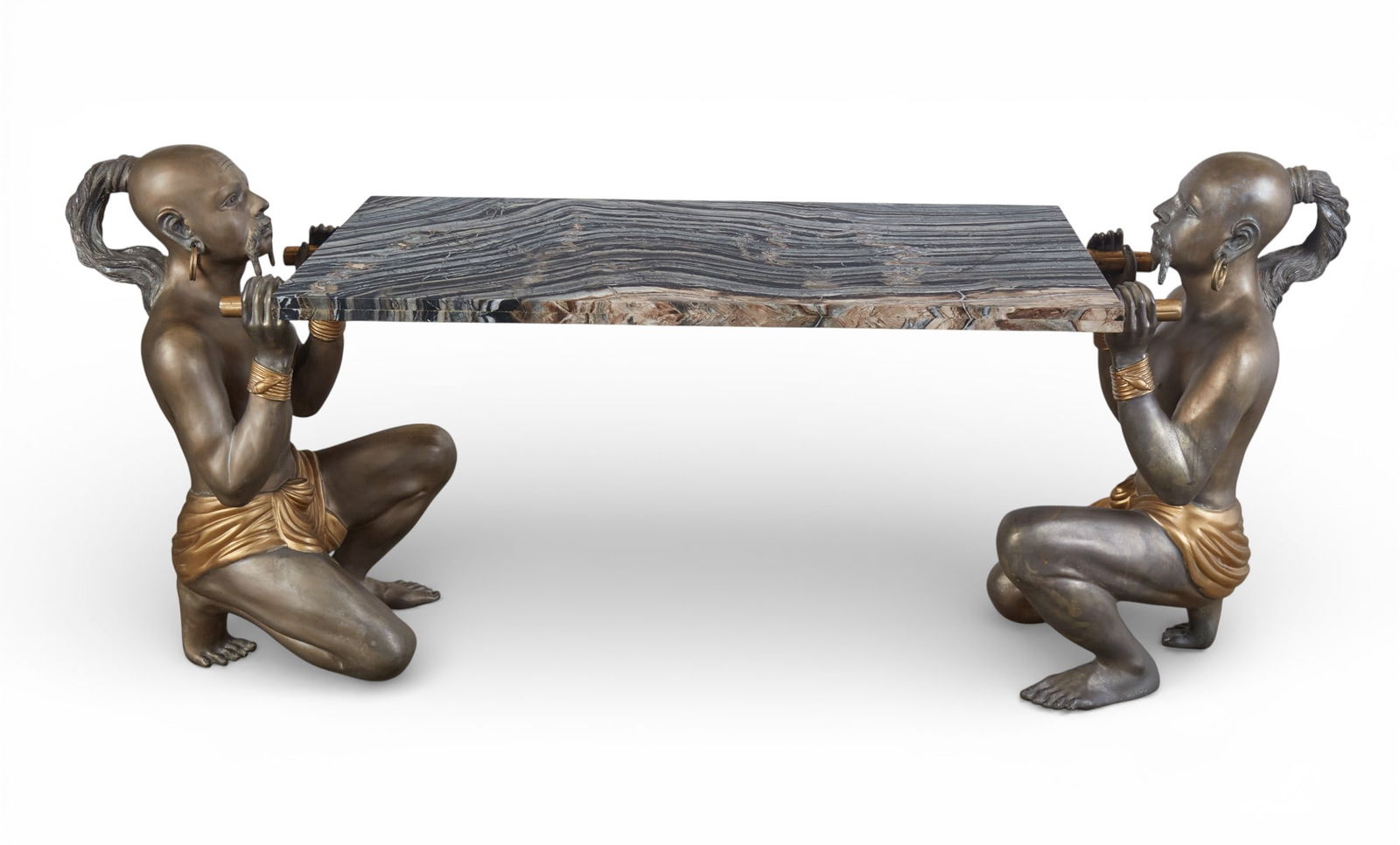 A bronze figural console with marble top (1 of 9)