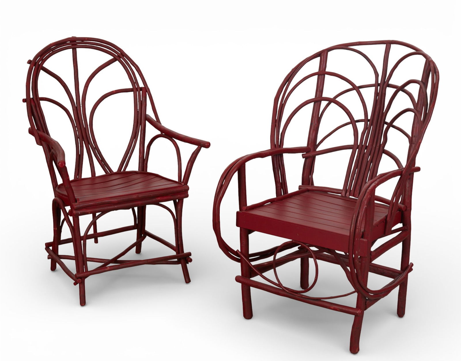 A pair of rustic painted armchairs (1 of 8)