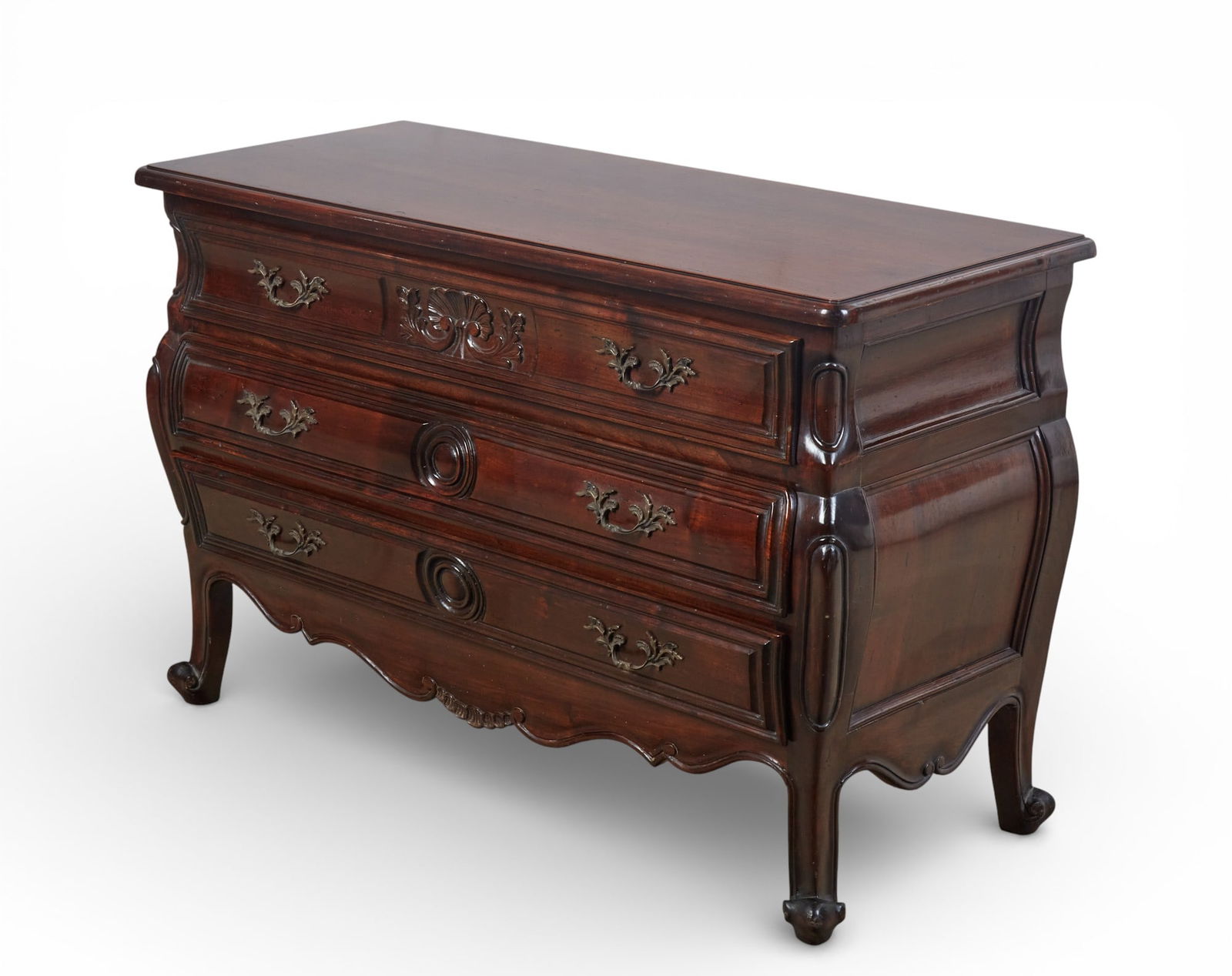 A Louis XV style carved three drawer commode (1 of 6)