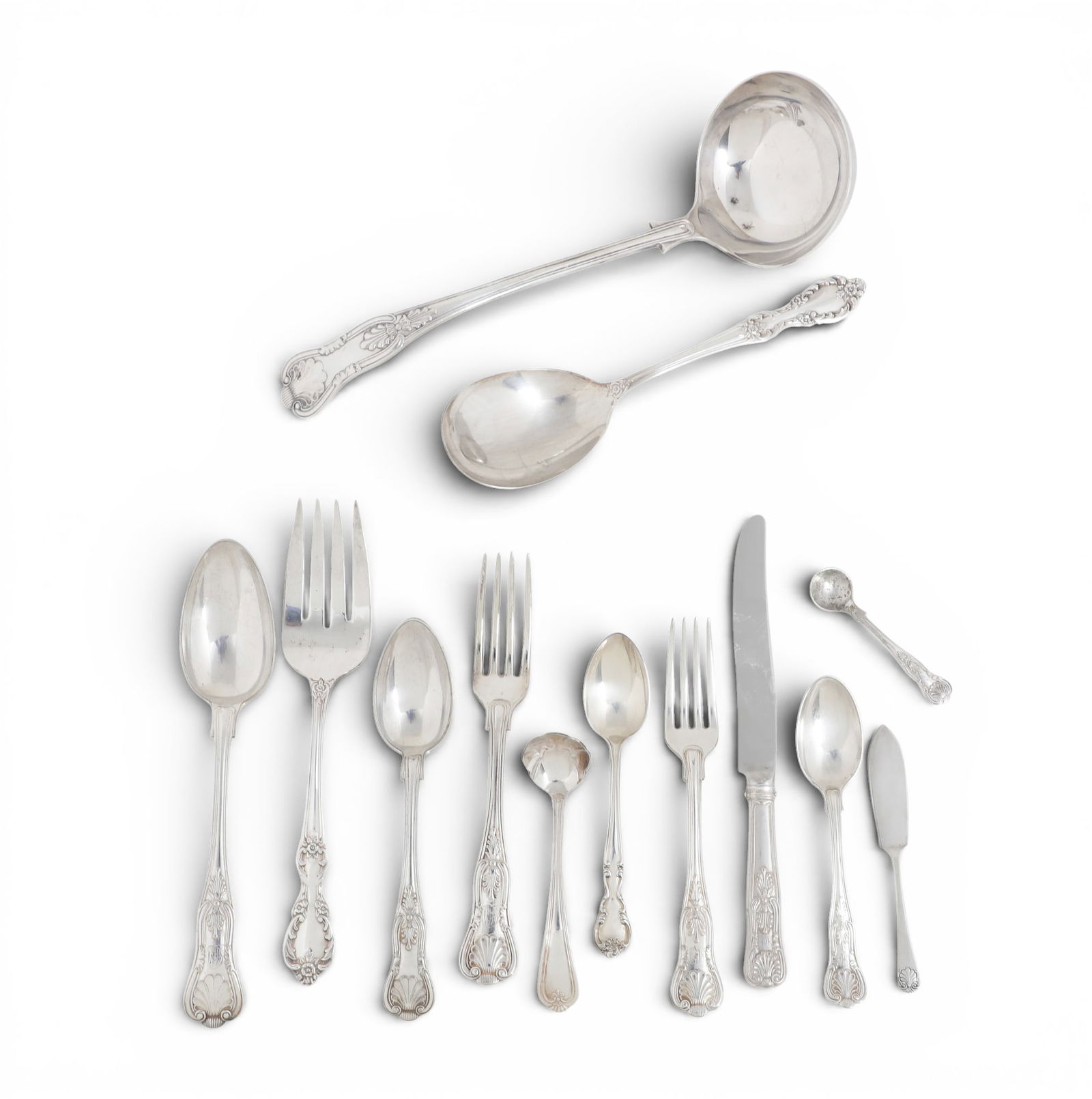 A canteen of assembled Gorham silverplate flatware in the Kings pattern (1 of 4)