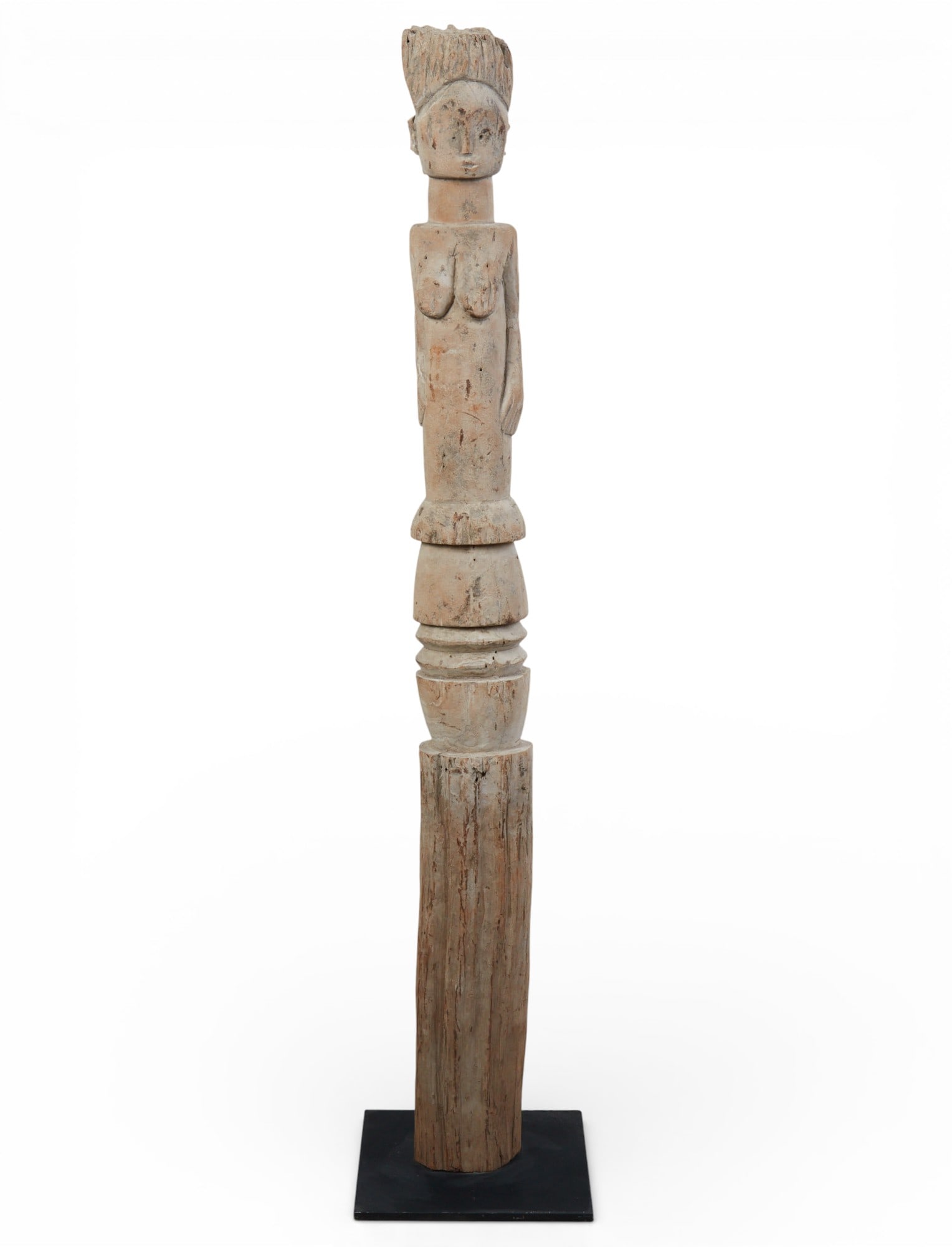 A carved wood African sculpture on metal stand (1 of 5)