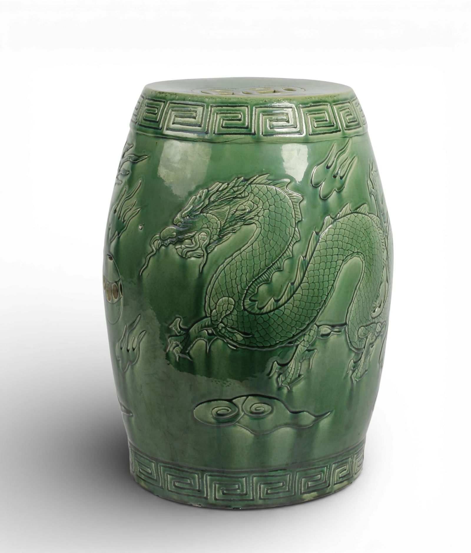 A green glazed Chinese garden stool (1 of 4)