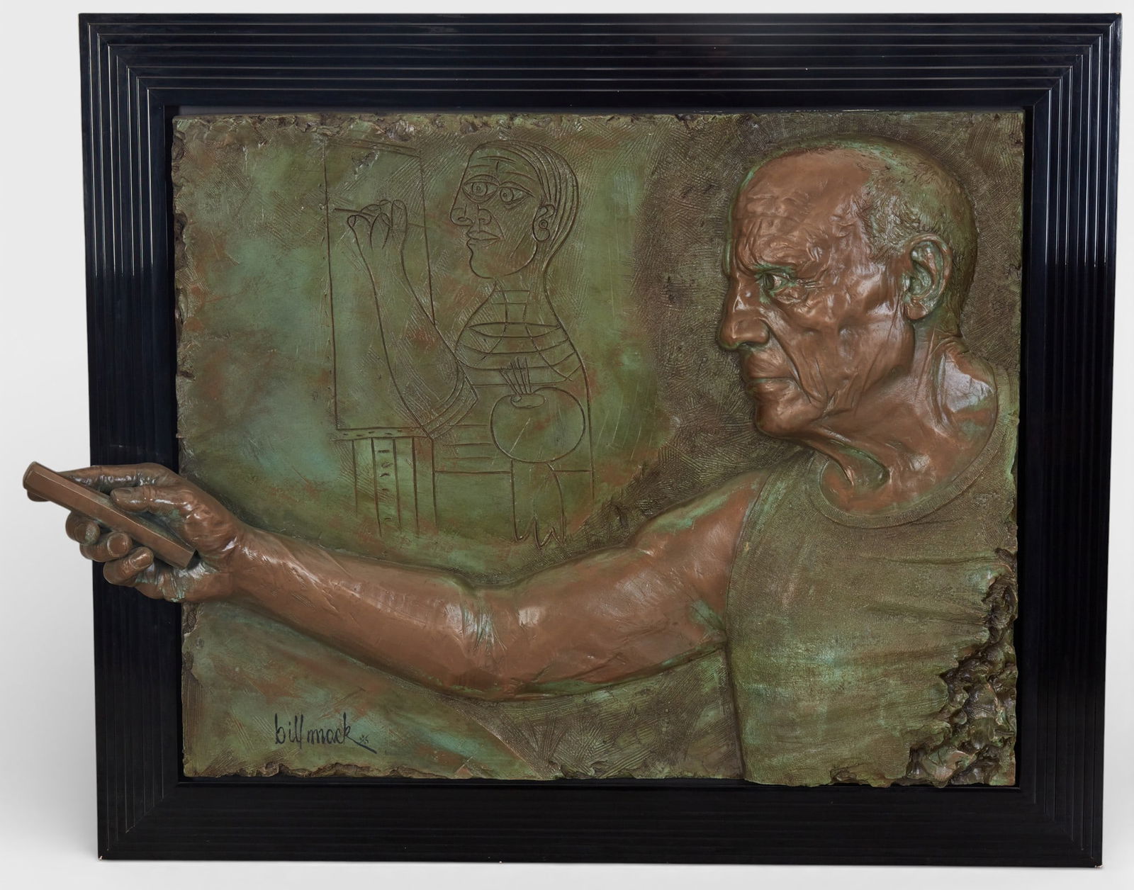 Bill Mack (American, 1949), Picasso Bonded bronze sculpture, sculpture in black lacquered frame,: Bill Mack American 1949 Picasso Bonded bronze sculpture sculpture in black lacquered frame Overall size: 41 x 51 in. (104.1 x 129.5 cm.)