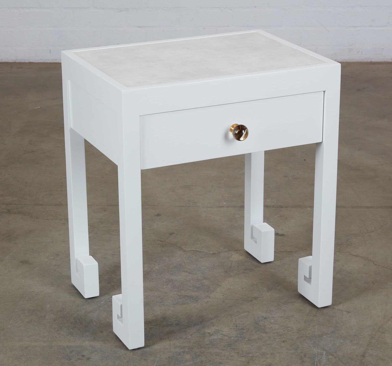 A Paul Marra modernist cream lacquer nightstand, contemporary (1 of 5)